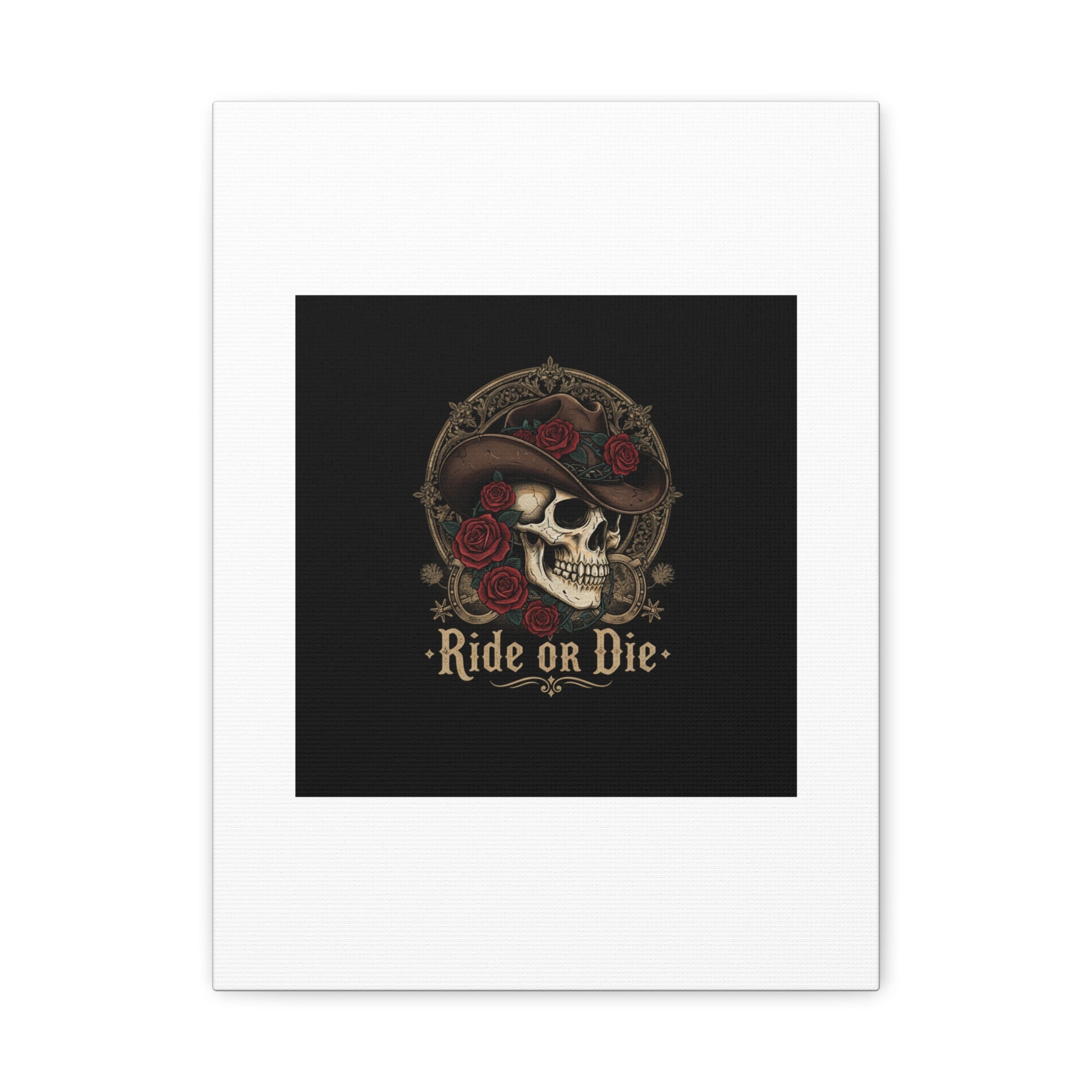 Ride or Die Skull Canvas | Western Skull Art, Gothic Americana