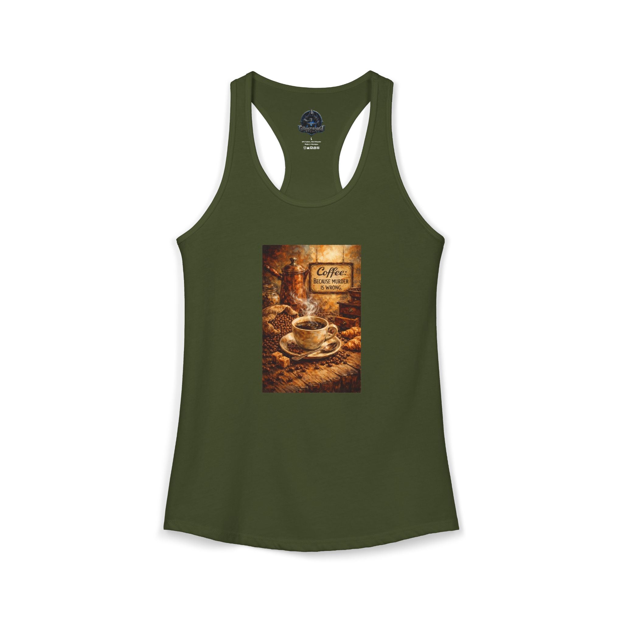 Women's Ideal Racerback Tank - "Coffee B/c Murder is wrong"