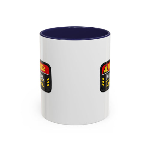 Coffee Mug — "Warning: No Filter, Less Care" Accent Ceramic Mug
