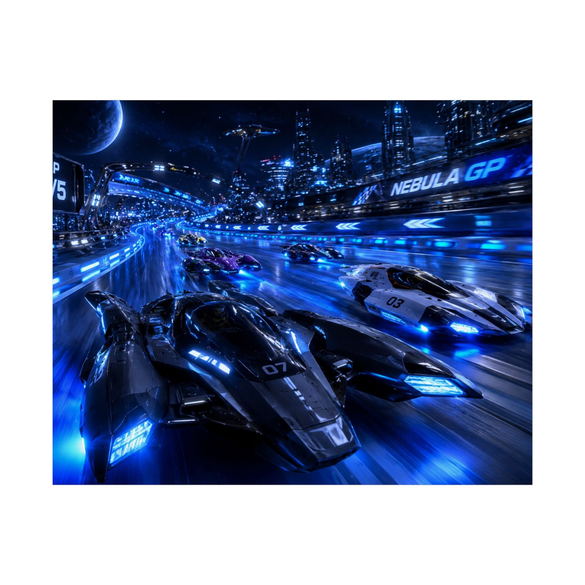 Futuristic Racing Poster — Nebula GP High-Speed Sci‑Fi Print