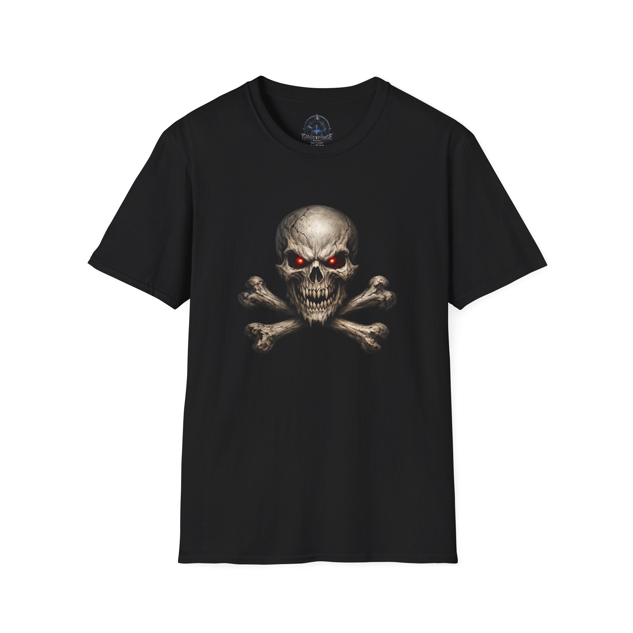 Skull & Crossbones Graphic T-Shirt — Red-Eyed Skull Tee