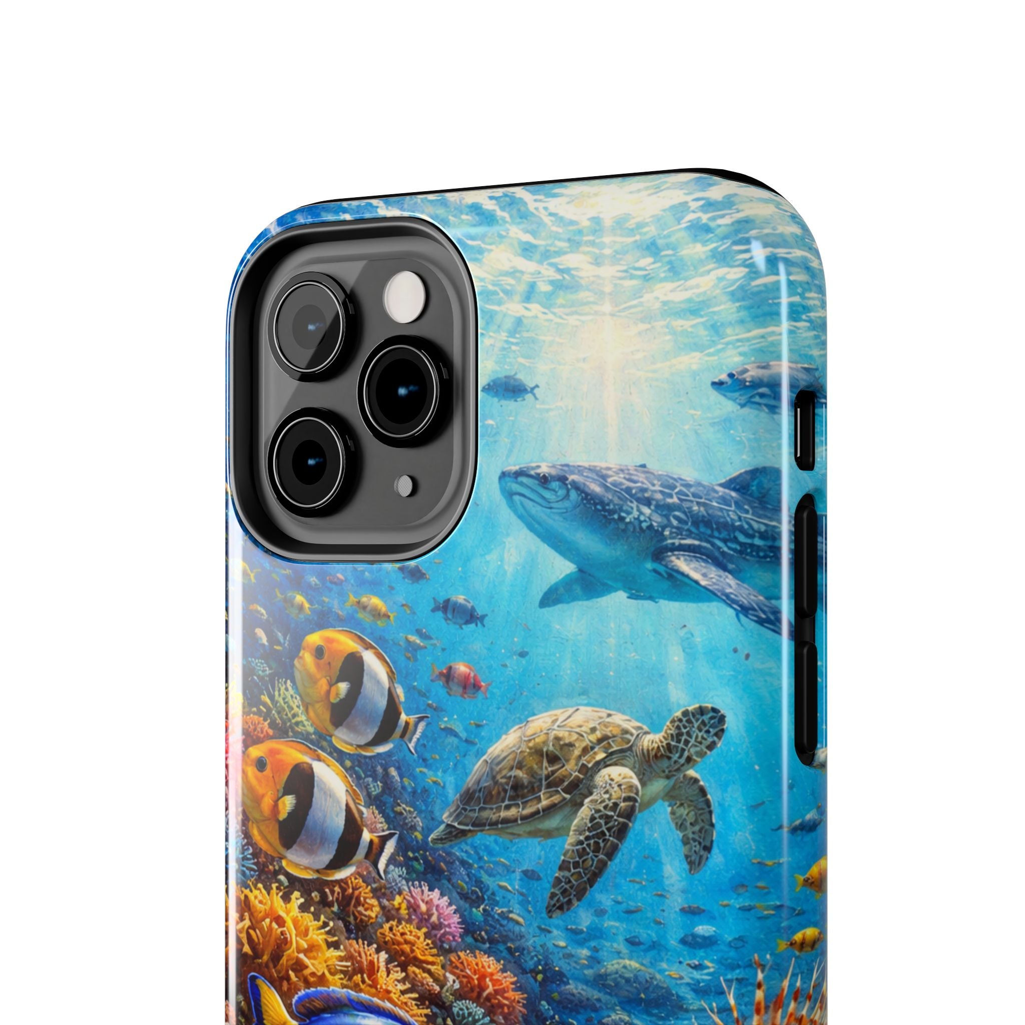 Ocean Reef Tough Phone Case — Colorful Sea Turtle & Tropical Fish Design