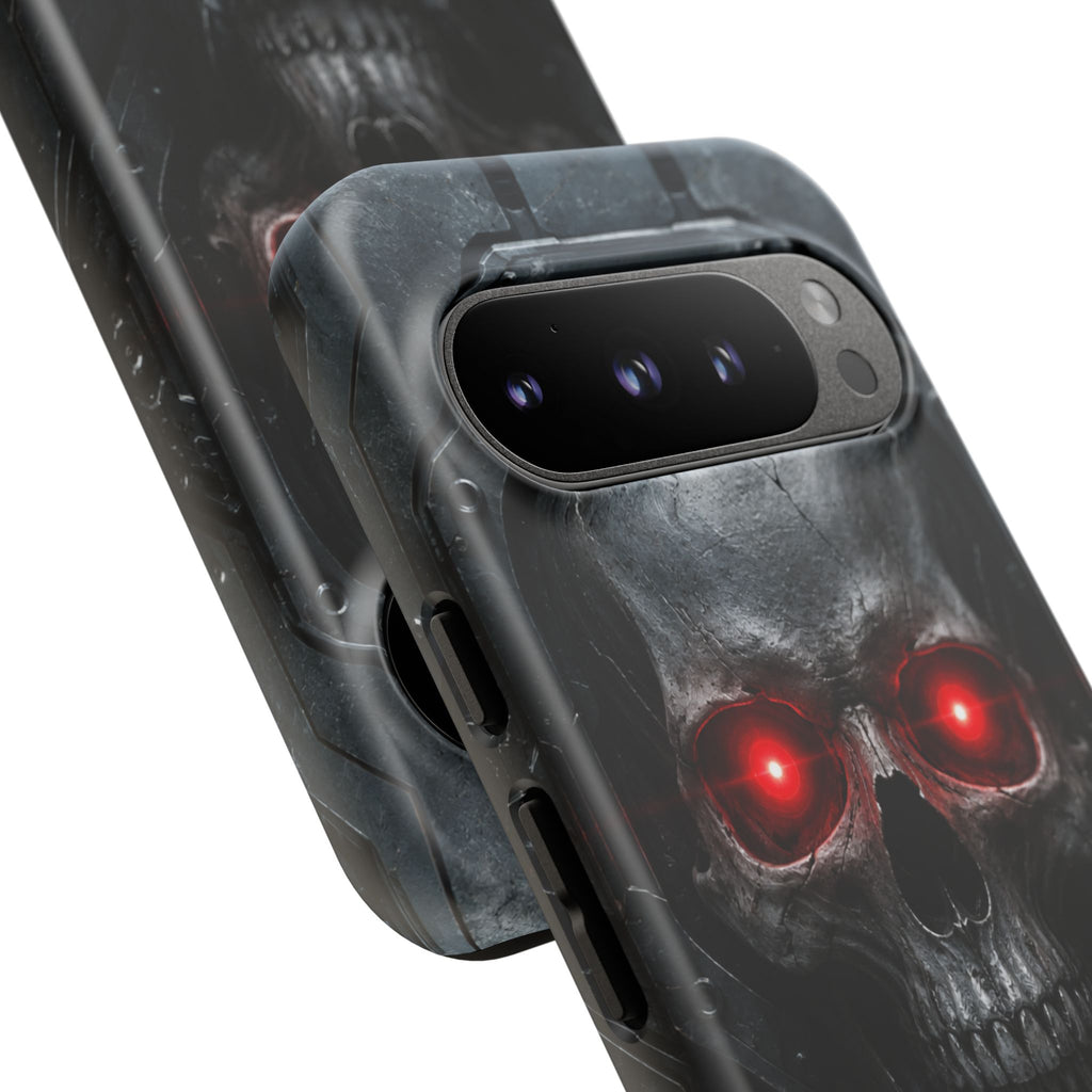 Skull Sentinel Phone Case — Red-Eyed Tactical Skull Protective Case