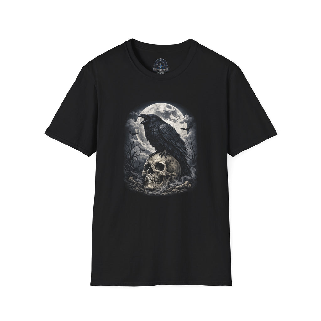 Raven & Skull Moon T-Shirt — Gothic Crow Graphic Tee