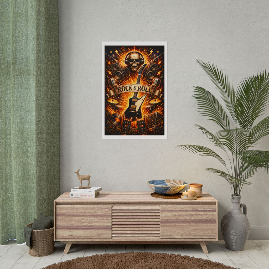 Rock & Roll Skull Guitar Poster — Rolled Music Wall Art