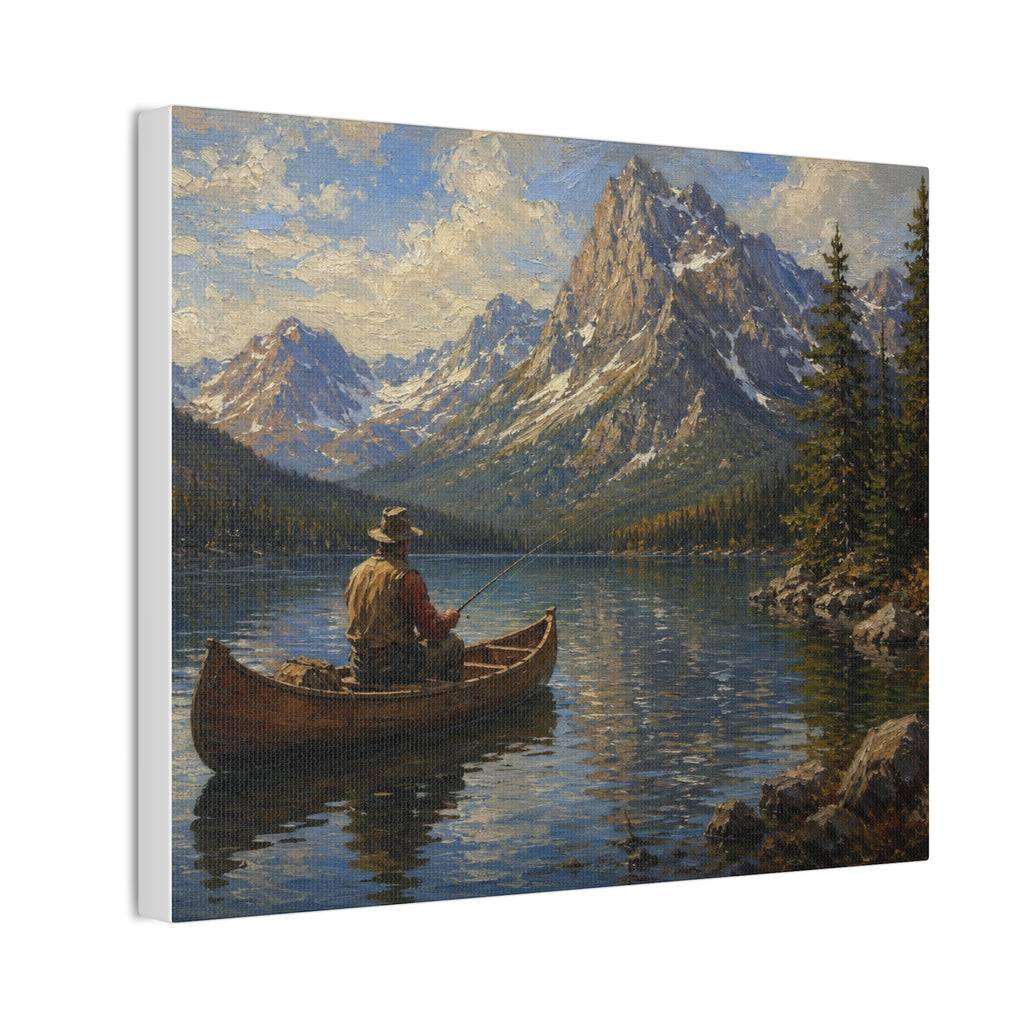 Mountain Lake Canoe Canvas Print