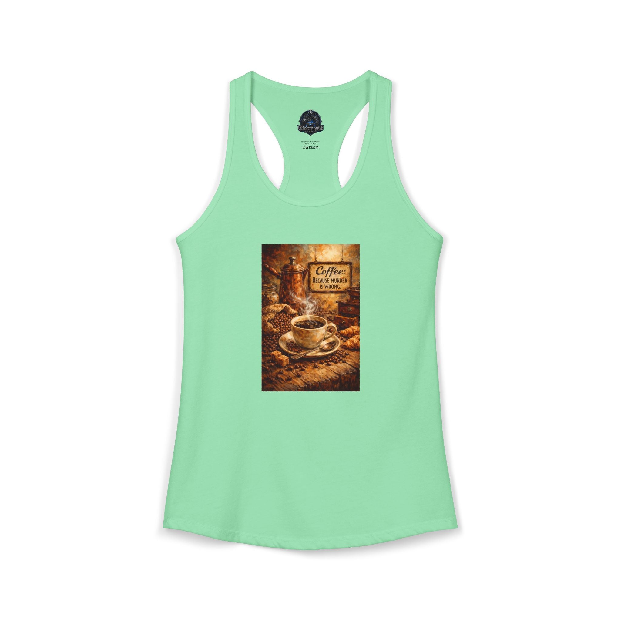 Women's Ideal Racerback Tank - "Coffee B/c Murder is wrong"