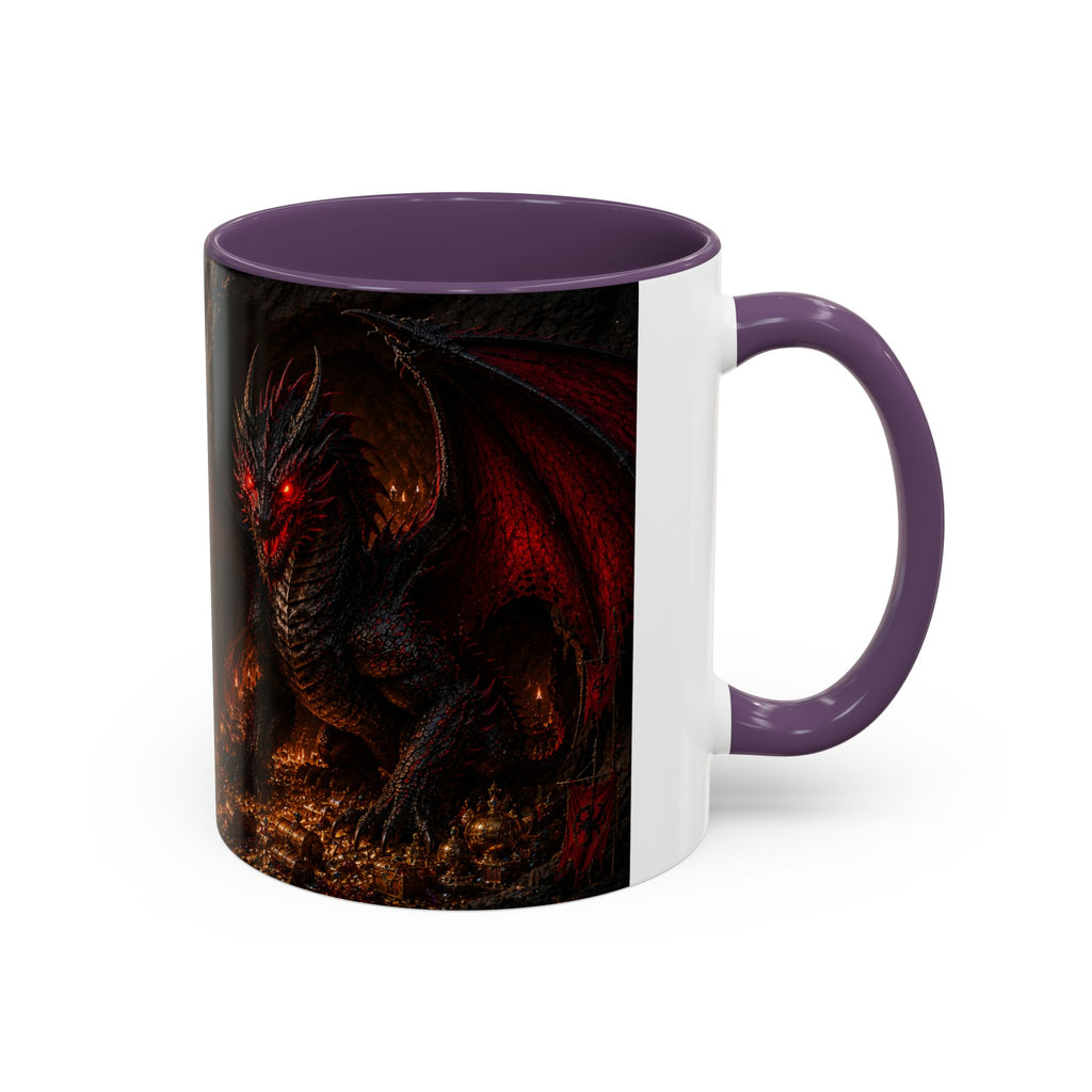 Dragon Coffee Mug — Dark Fantasy Red-Eyed Dragon Accent Mug (11/15oz)