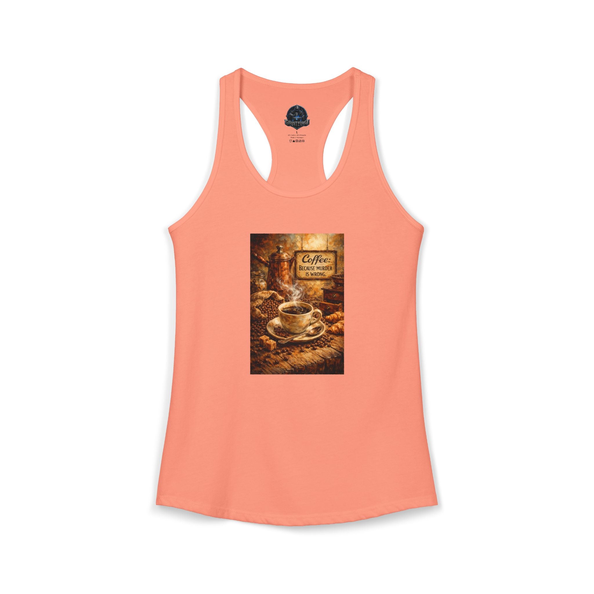 Women's Ideal Racerback Tank - "Coffee B/c Murder is wrong"