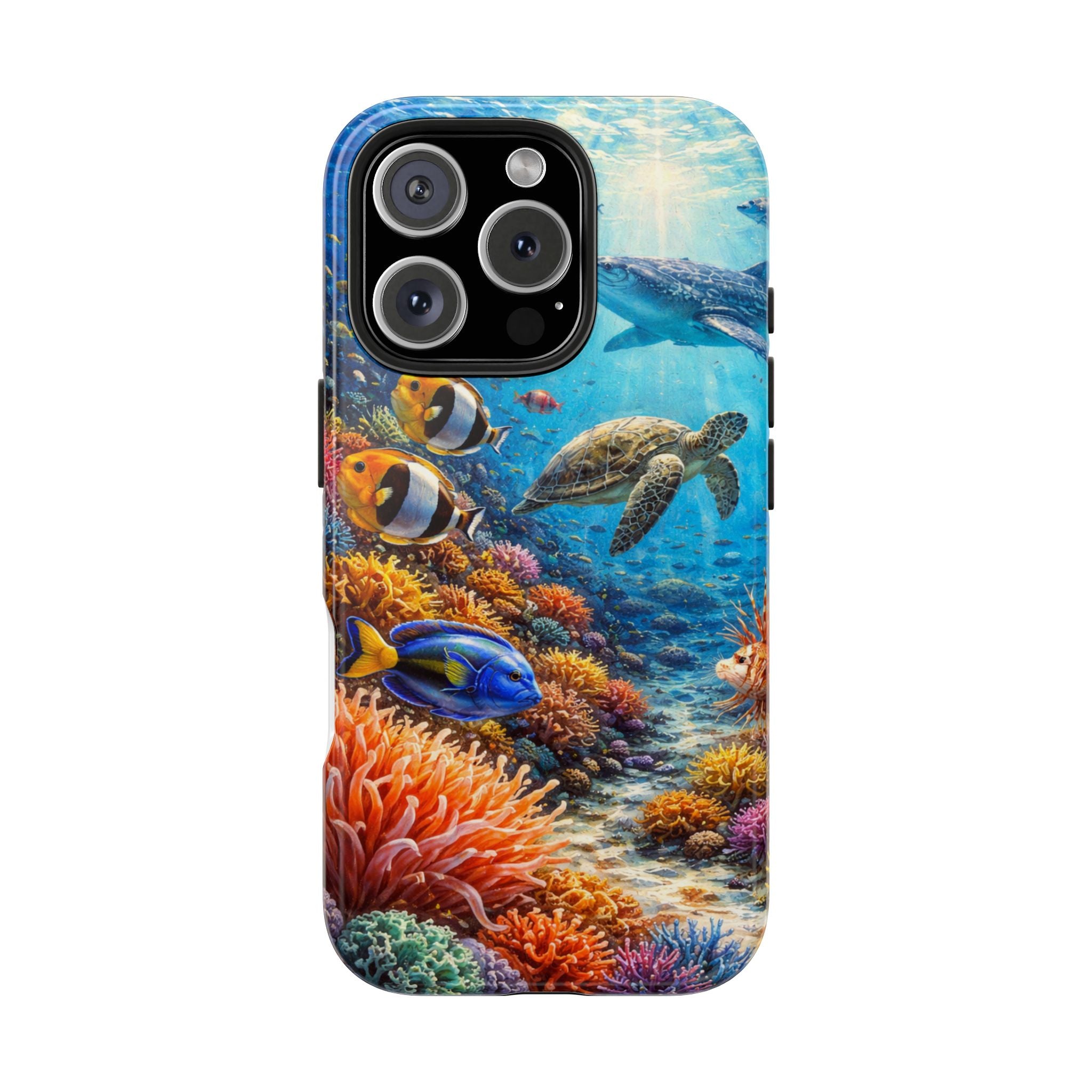 Ocean Reef Tough Phone Case — Colorful Sea Turtle & Tropical Fish Design