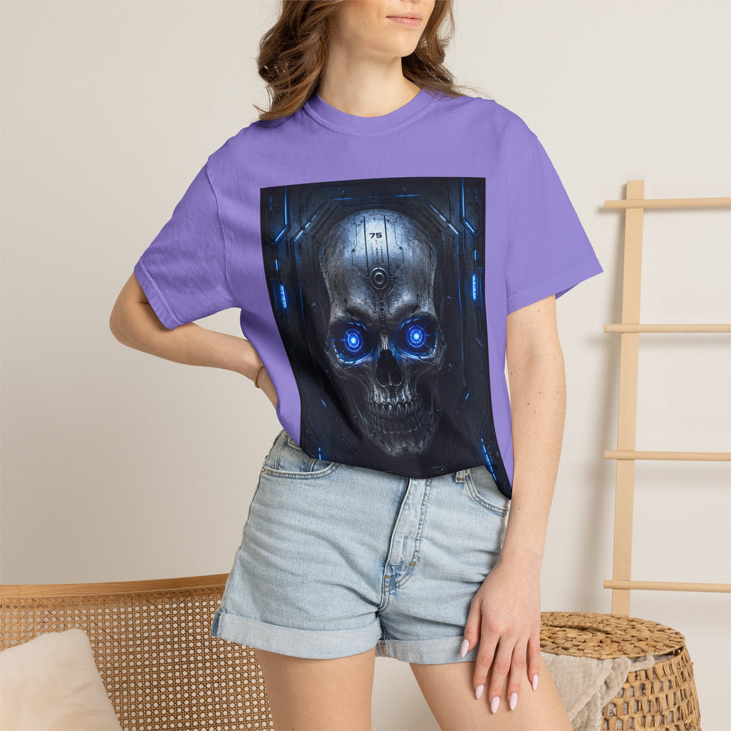 Blue Cyber Skull T-shirt | Futuristic Skull Graphic Tee
