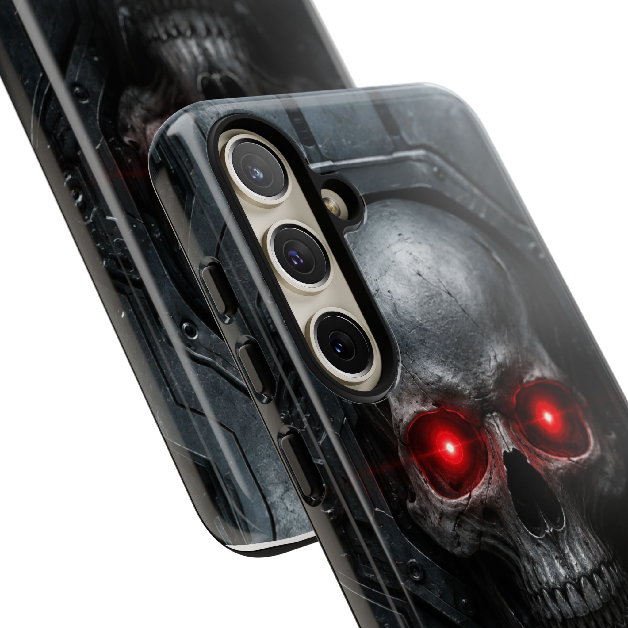 Skull Sentinel Phone Case — Red-Eyed Tactical Skull Protective Case
