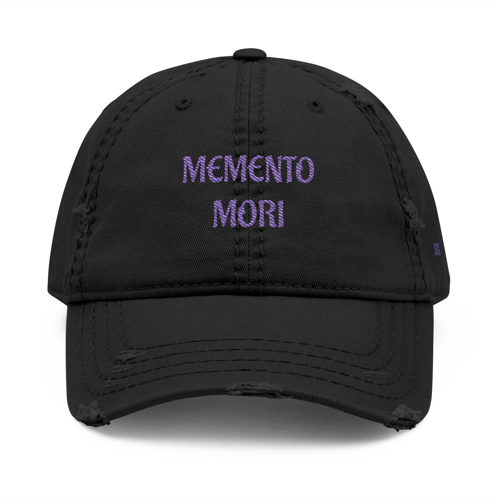 Memento Mori Embroidered Distressed Dad Hat