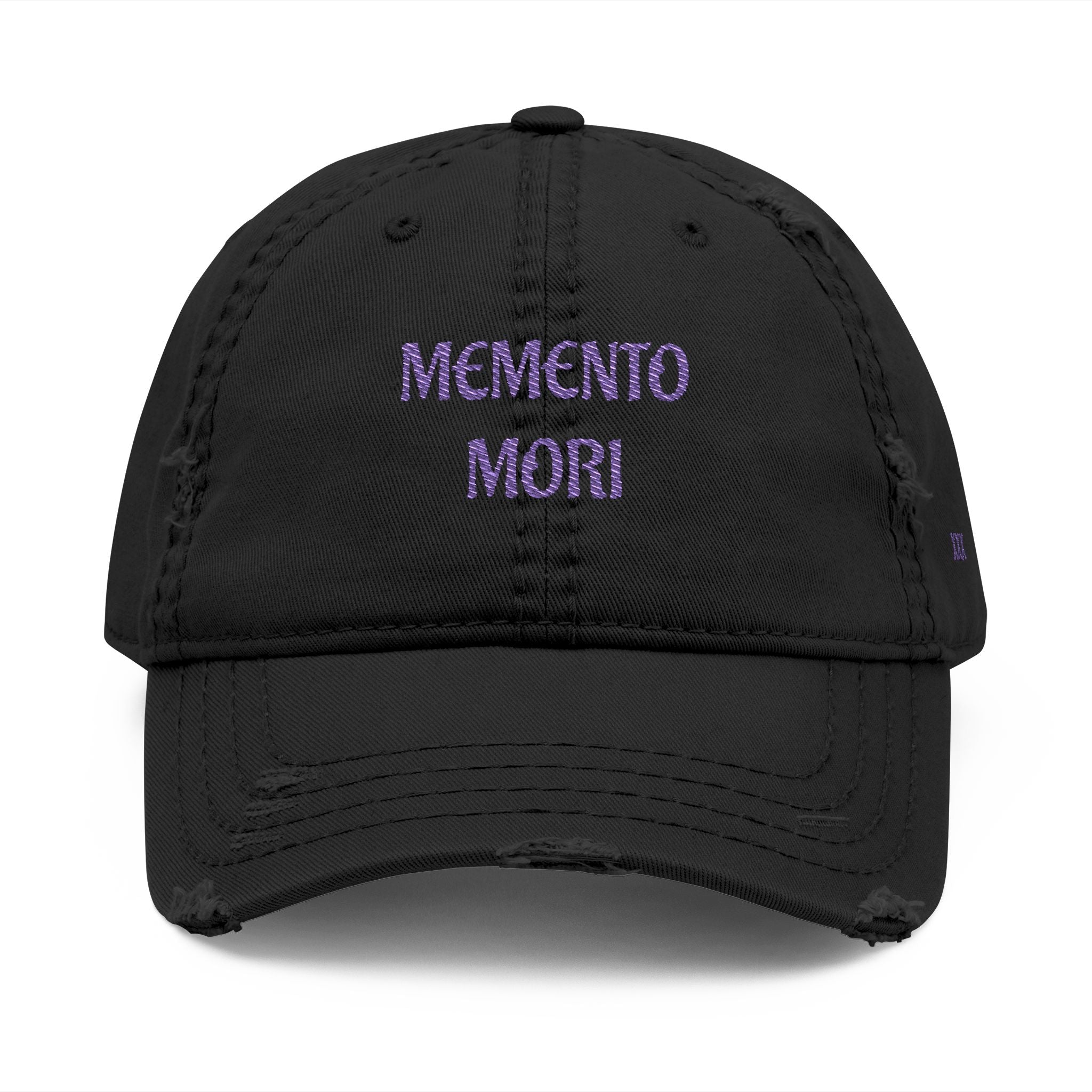 Memento Mori Embroidered Distressed Dad Hat