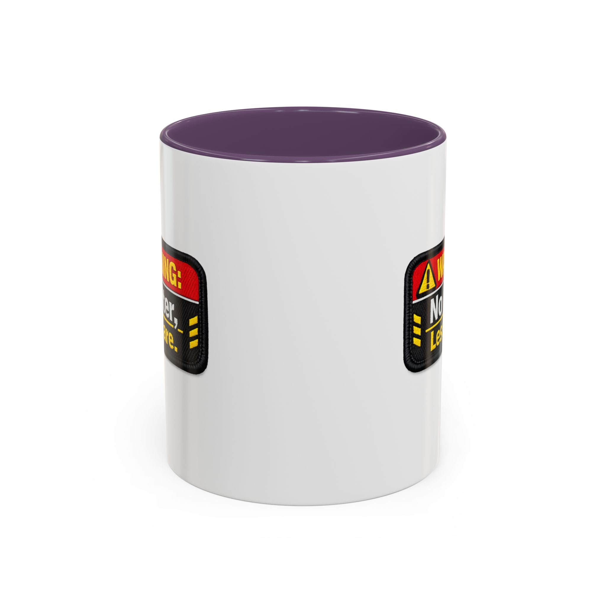 Coffee Mug — "Warning: No Filter, Less Care" Accent Ceramic Mug