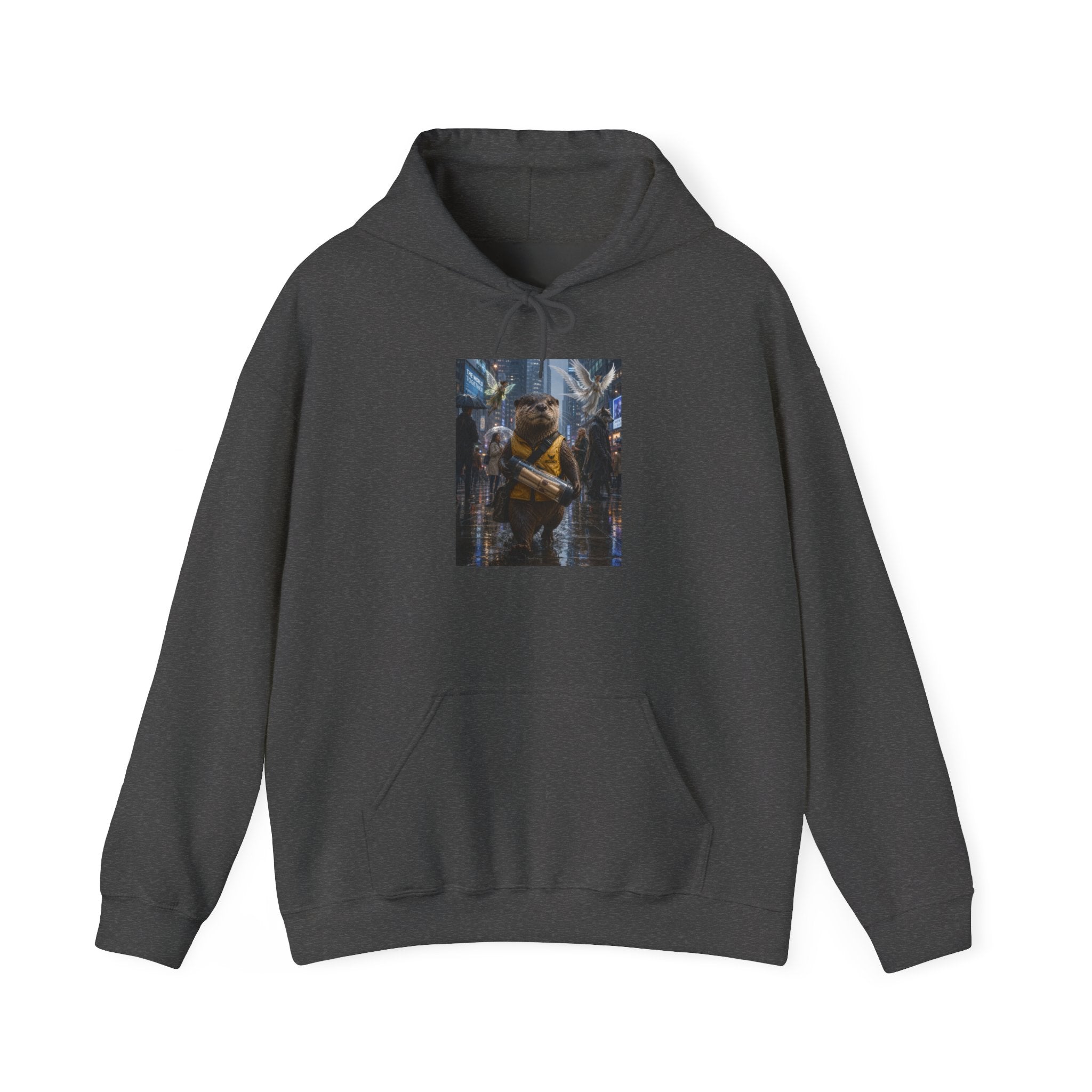 Messenger Otter Hoodie — Urban Wildlife Graphic Sweatshirt