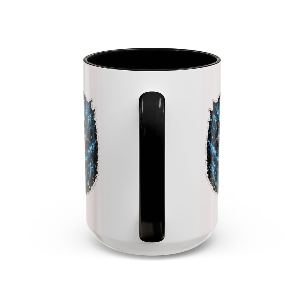 Blue Lightning Skull Accent Coffee Mug – Gothic Horror Coffee Cup (11/15oz)