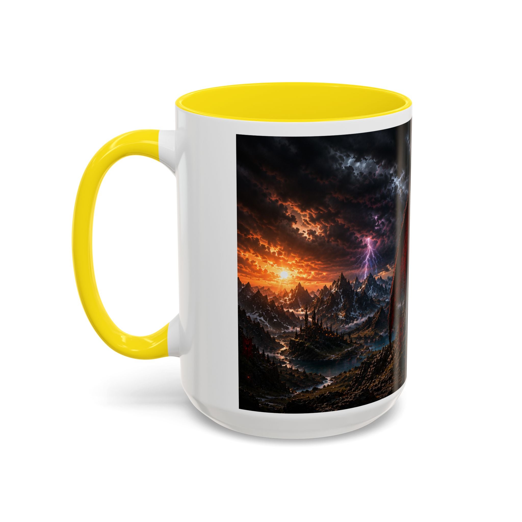 Dragon Coffee Mug — Dark Fantasy Red-Eyed Dragon Accent Mug (11/15oz)