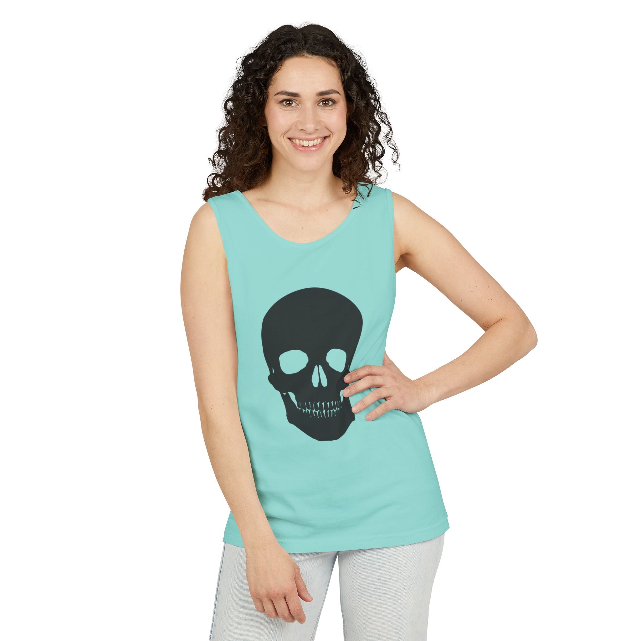 Skull Graphic Tank Top — Bold Black Skull Summer Vest