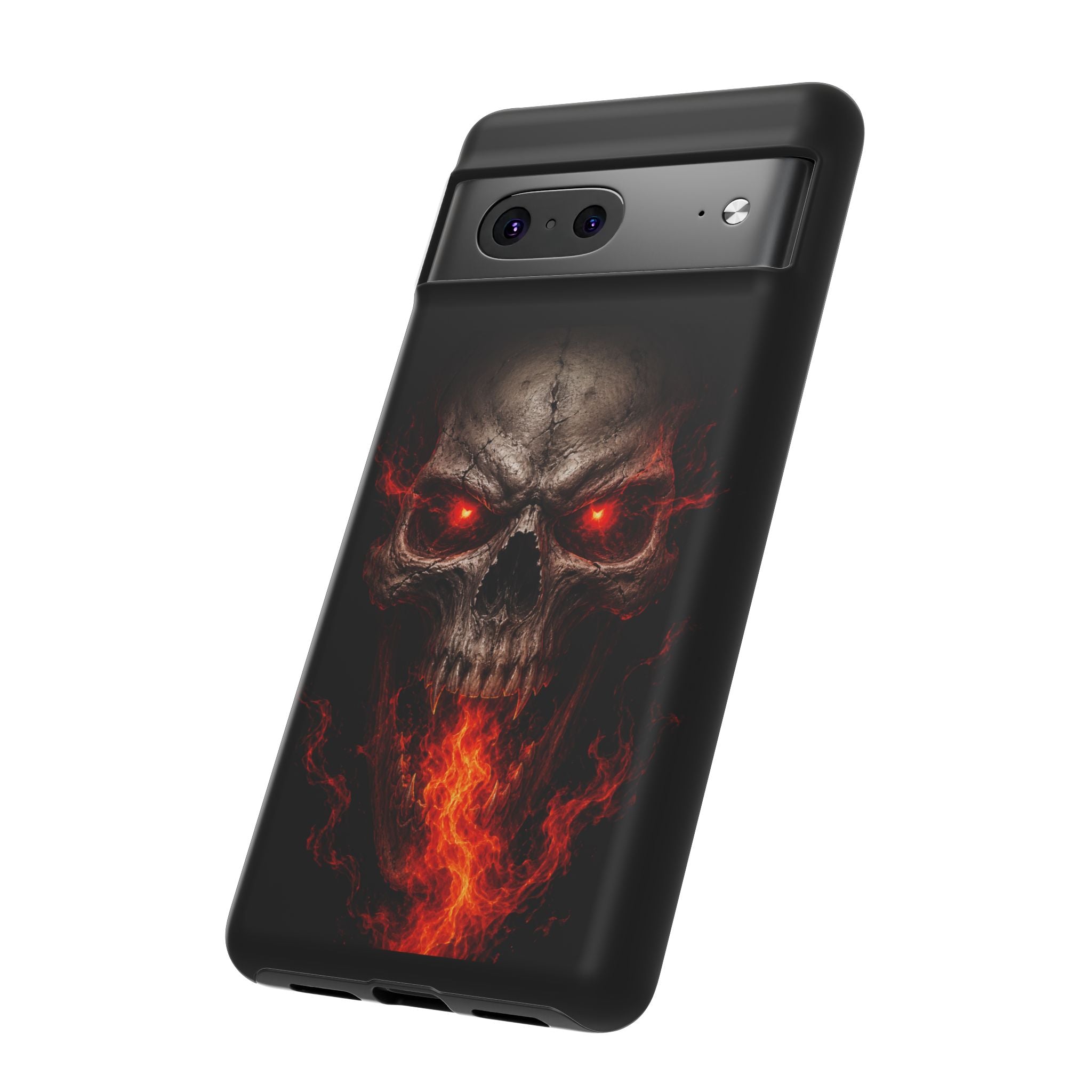 Flaming Skull Tough Case — Heavy-Duty Phone Case with Red-Eye Skull Design