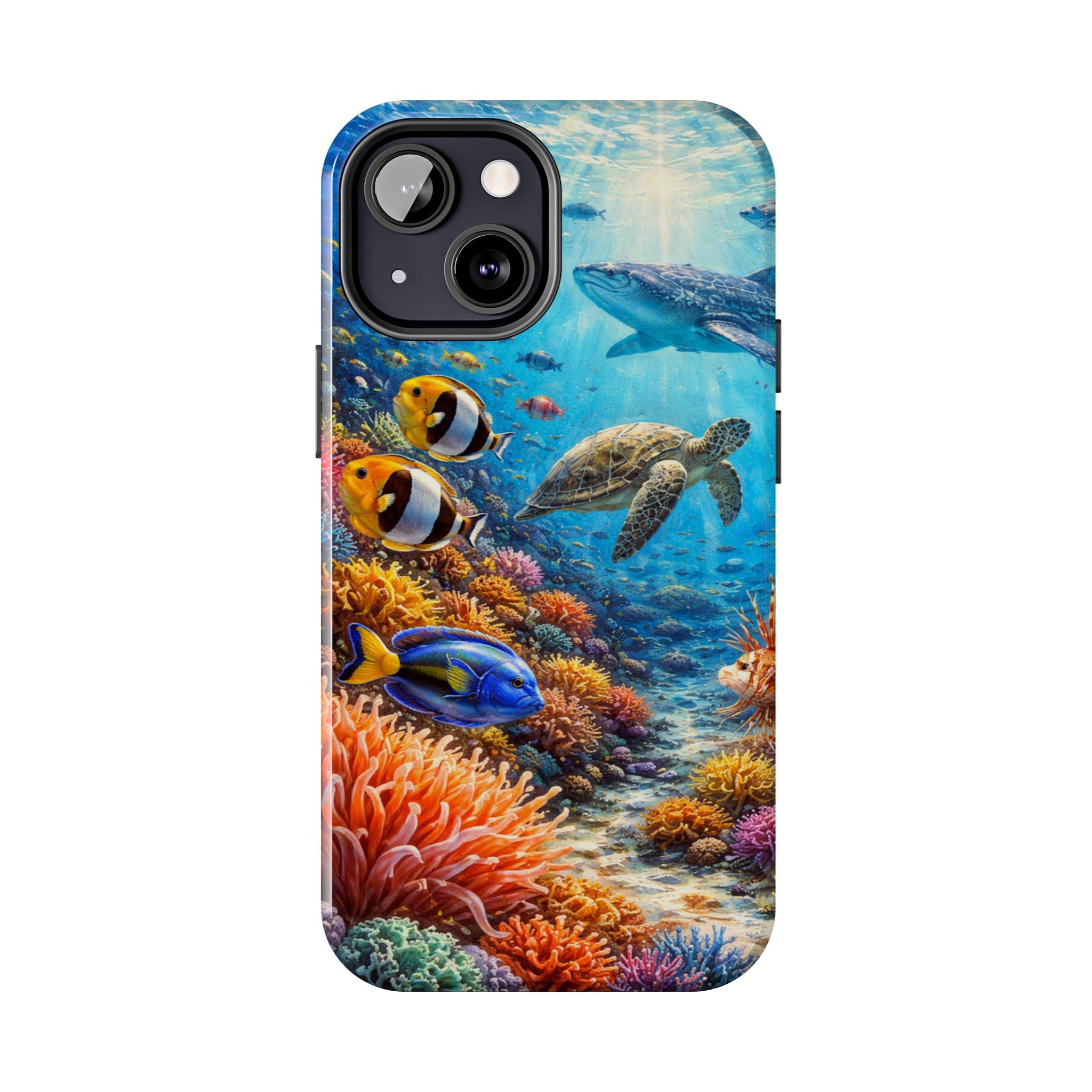 Ocean Reef Tough Phone Case — Colorful Sea Turtle & Tropical Fish Design