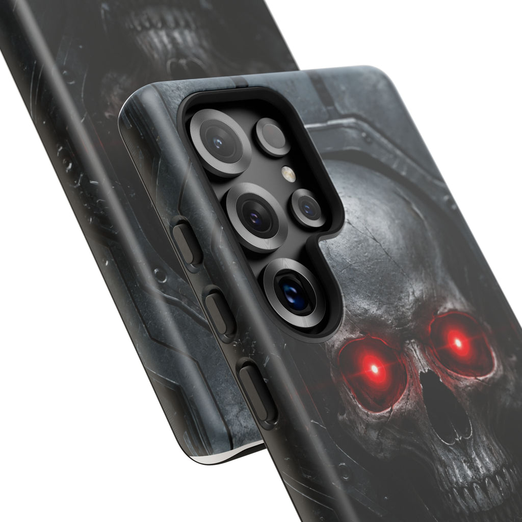 Skull Sentinel Phone Case — Red-Eyed Tactical Skull Protective Case