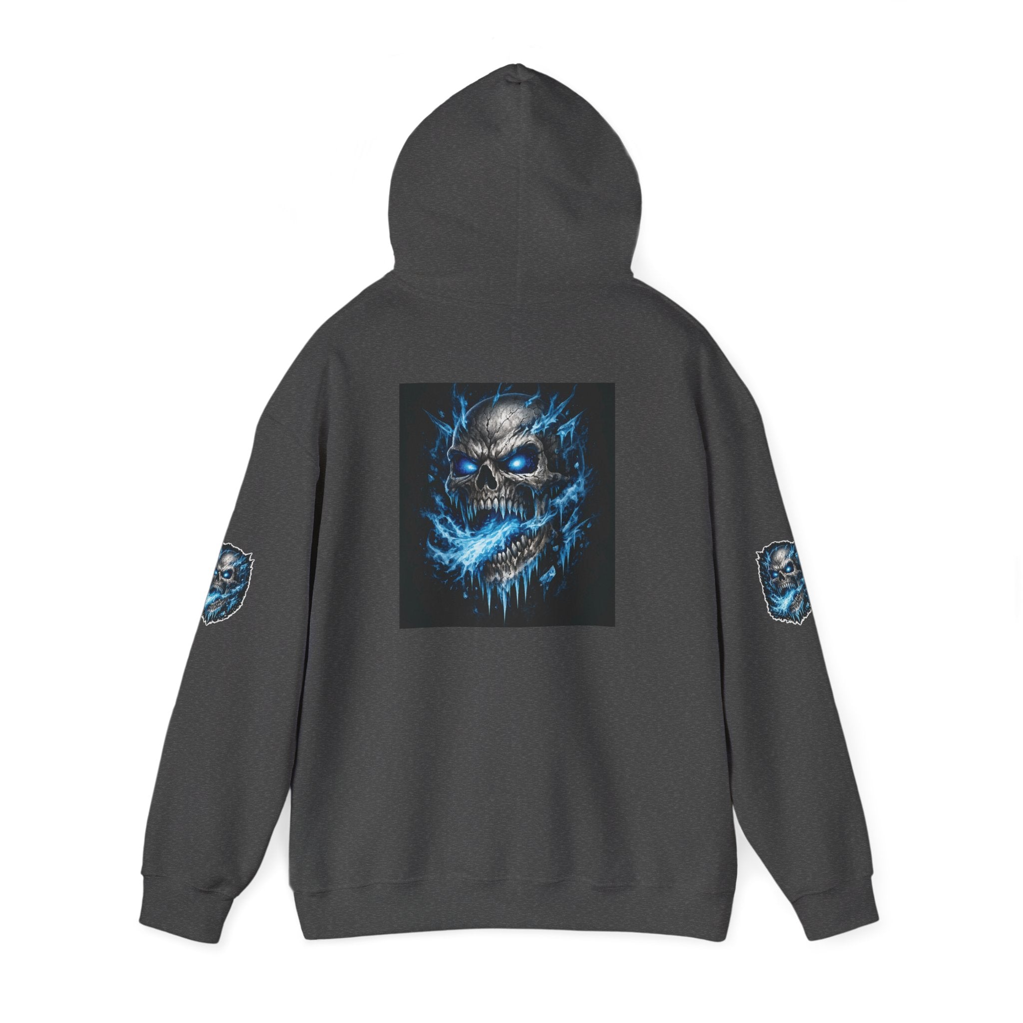 Premium Skull Hoodie — Blue Cyber Skull Graphic Pullover