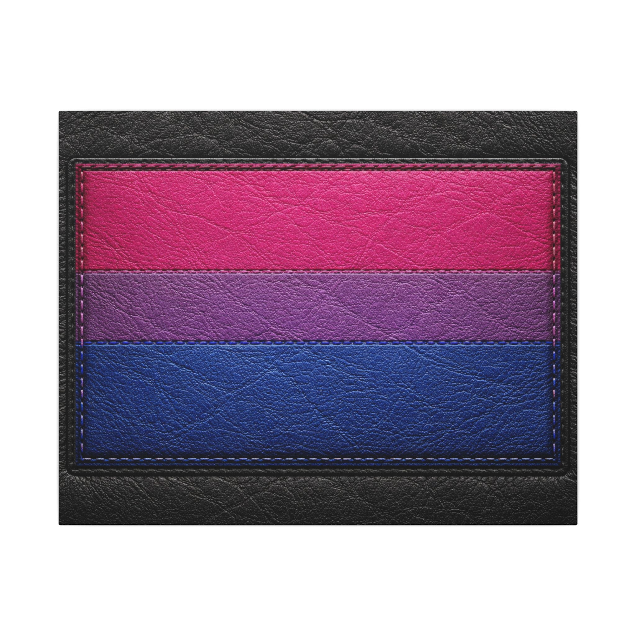 Bisexual Pride Flag Canvas Wall Art — Leather Patch Style Matte Print