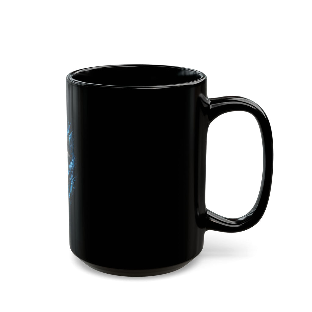 Blue Flame Skull Black Mug — Gothic Coffee Cup for Bikers, Metalheads & Halloween (11oz/15oz)