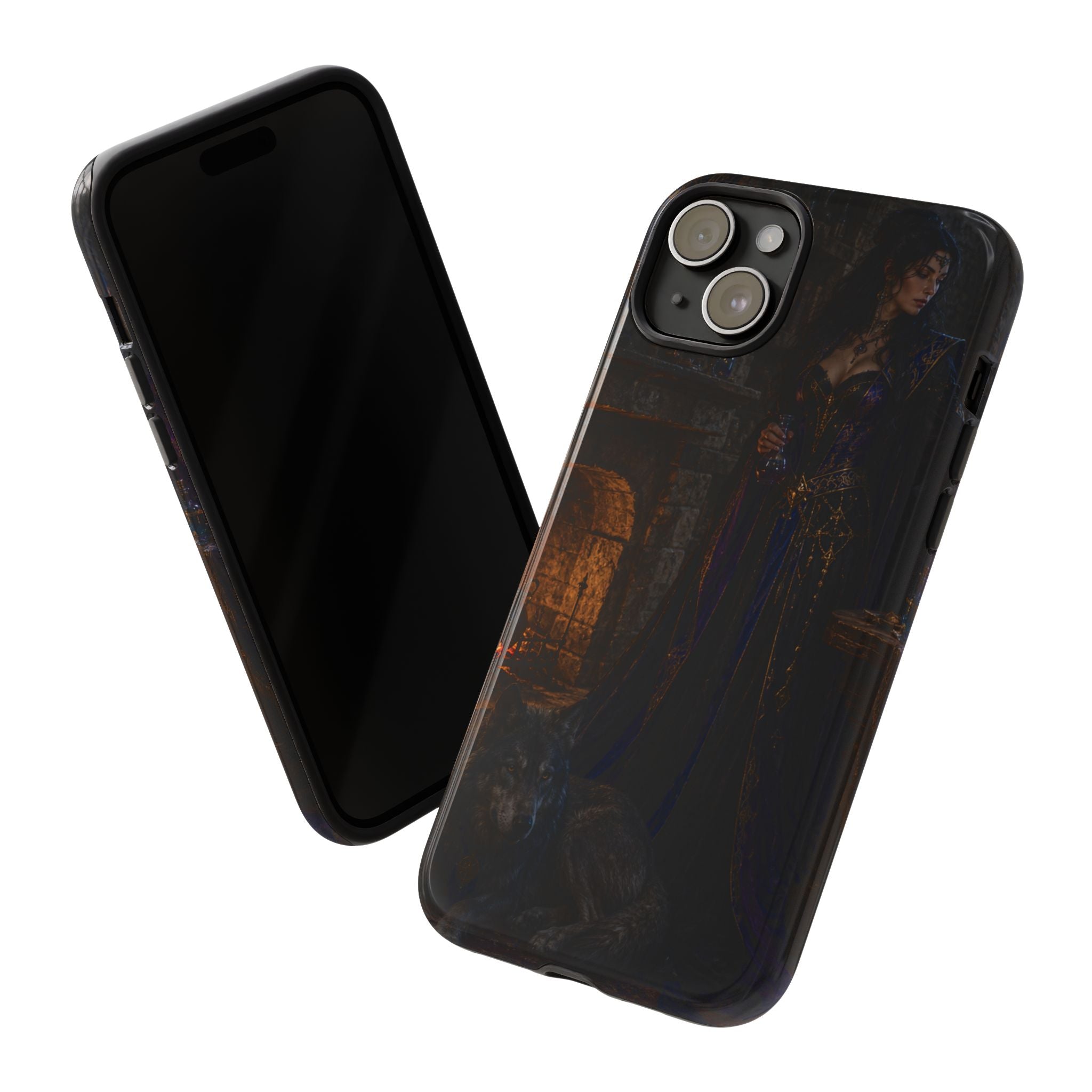 Gothic Witch Phone Case — Dark Fantasy Wolf & Fireplace Tough Case