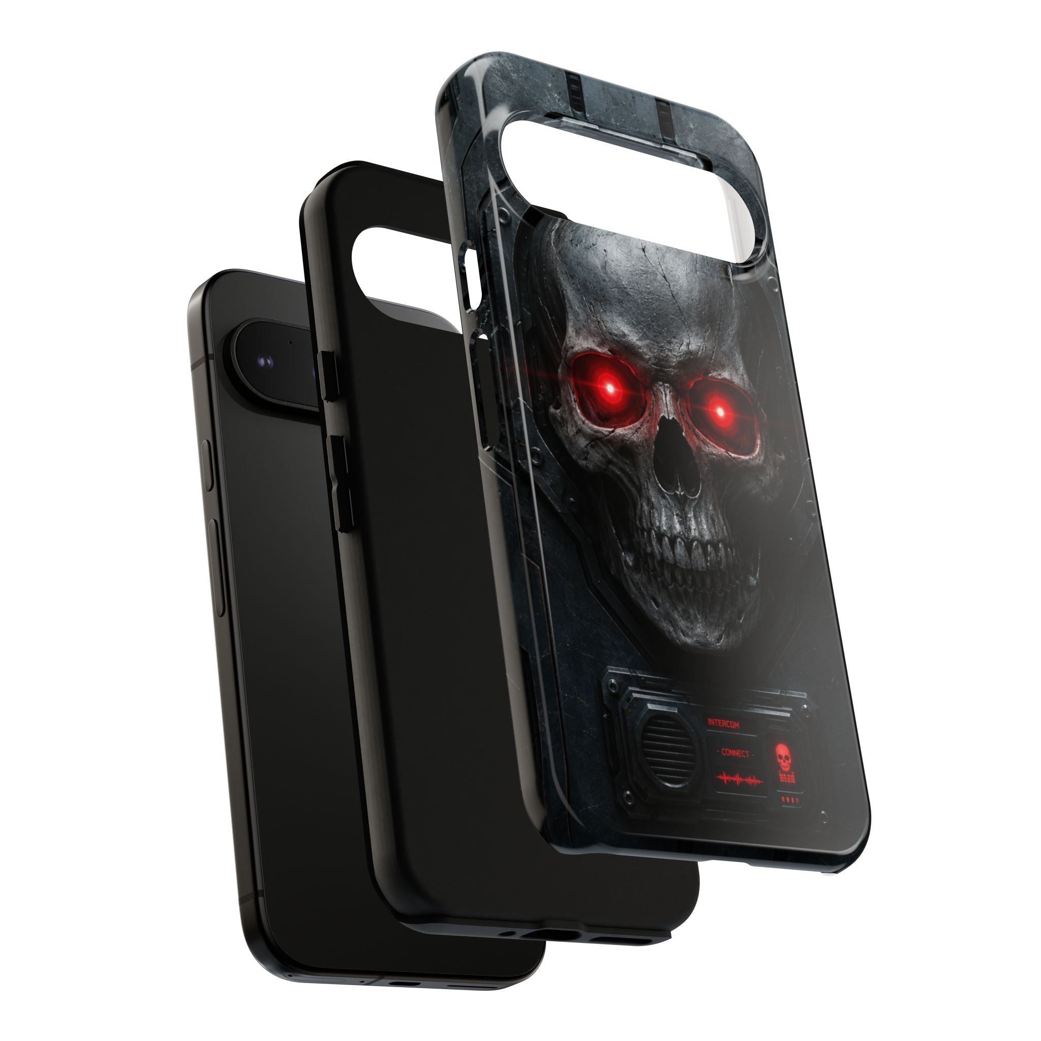 Skull Sentinel Phone Case — Red-Eyed Tactical Skull Protective Case