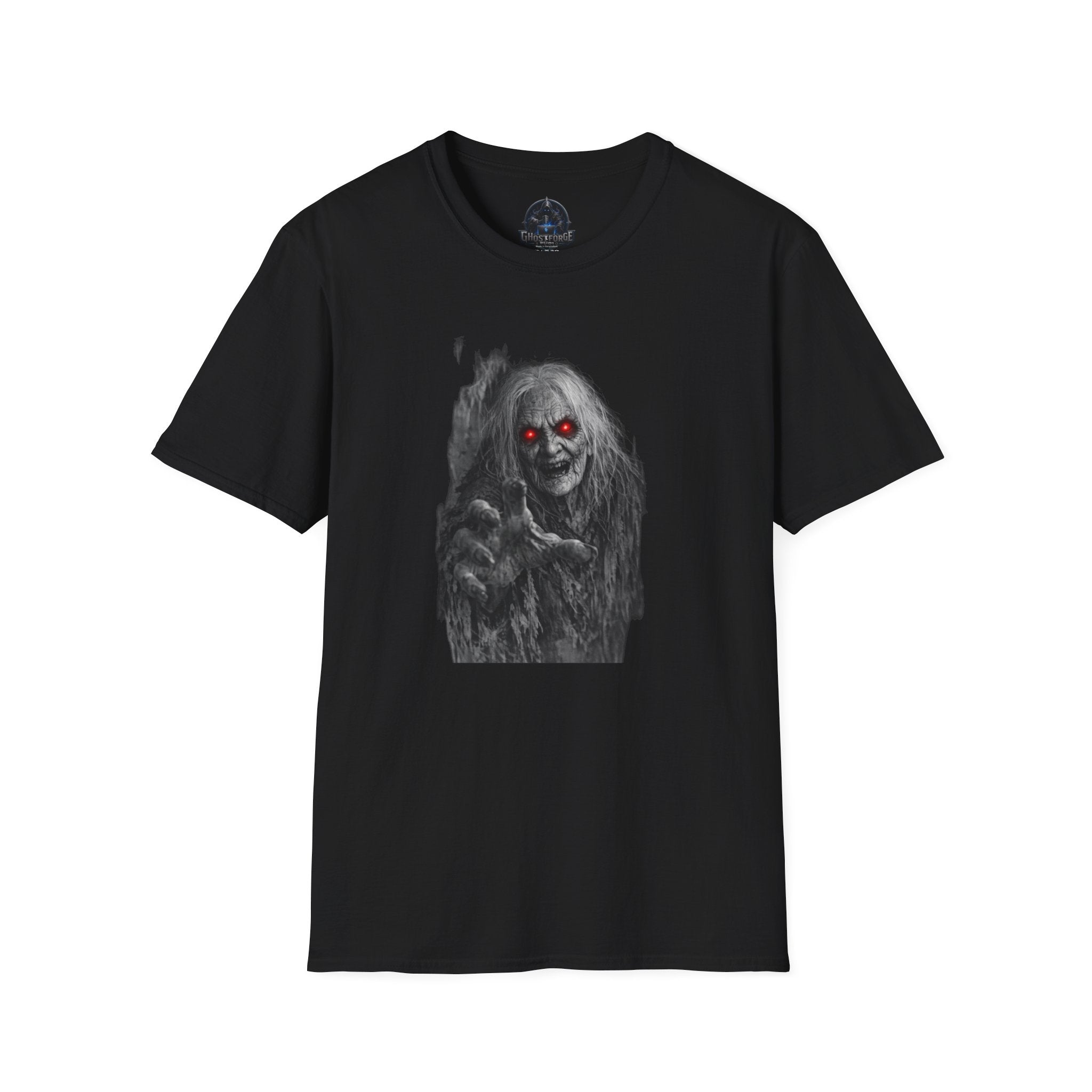 Horror Portrait T-Shirt — Creepy Red-Eyed Ghost Tee