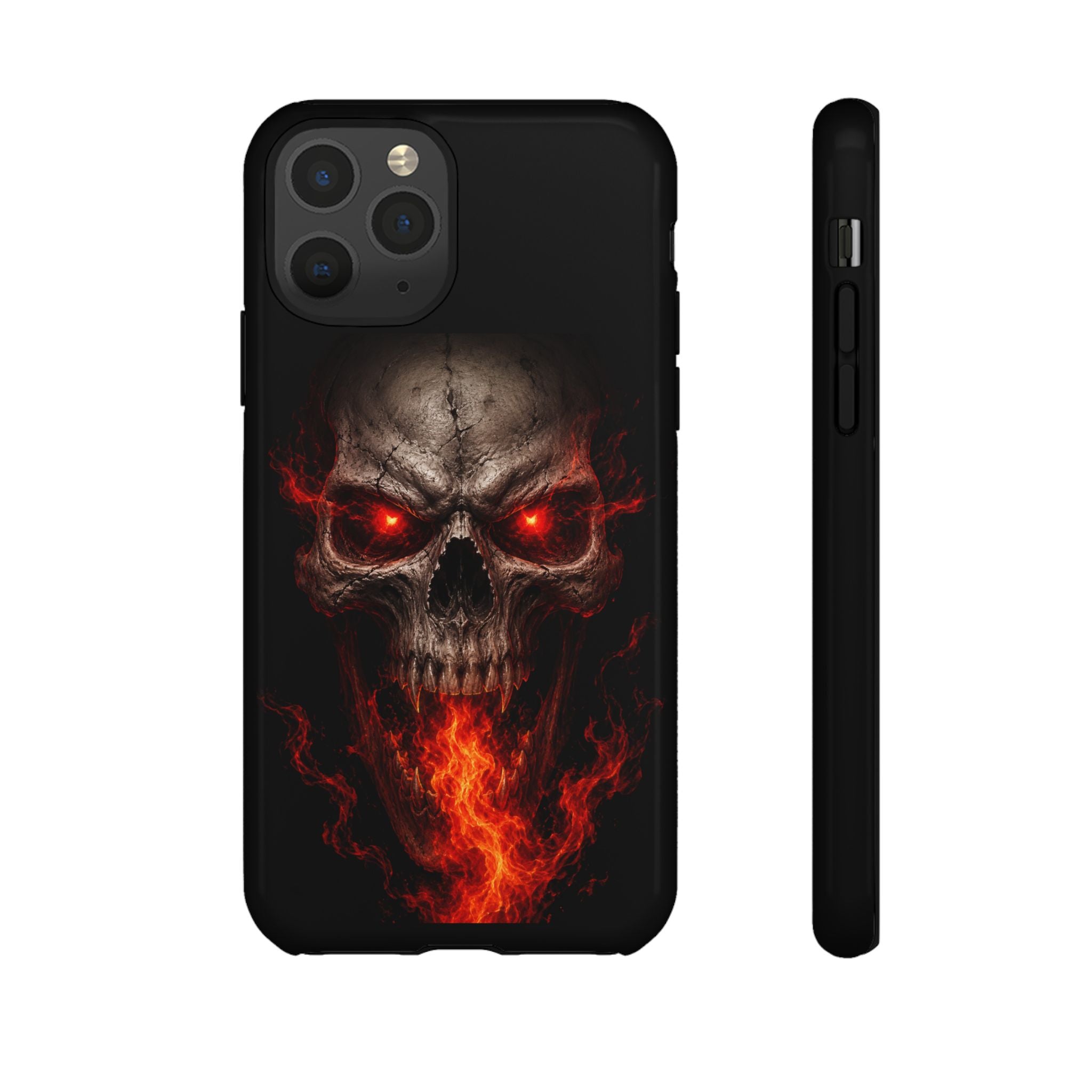 Flaming Skull Tough Case — Heavy-Duty Phone Case with Red-Eye Skull Design