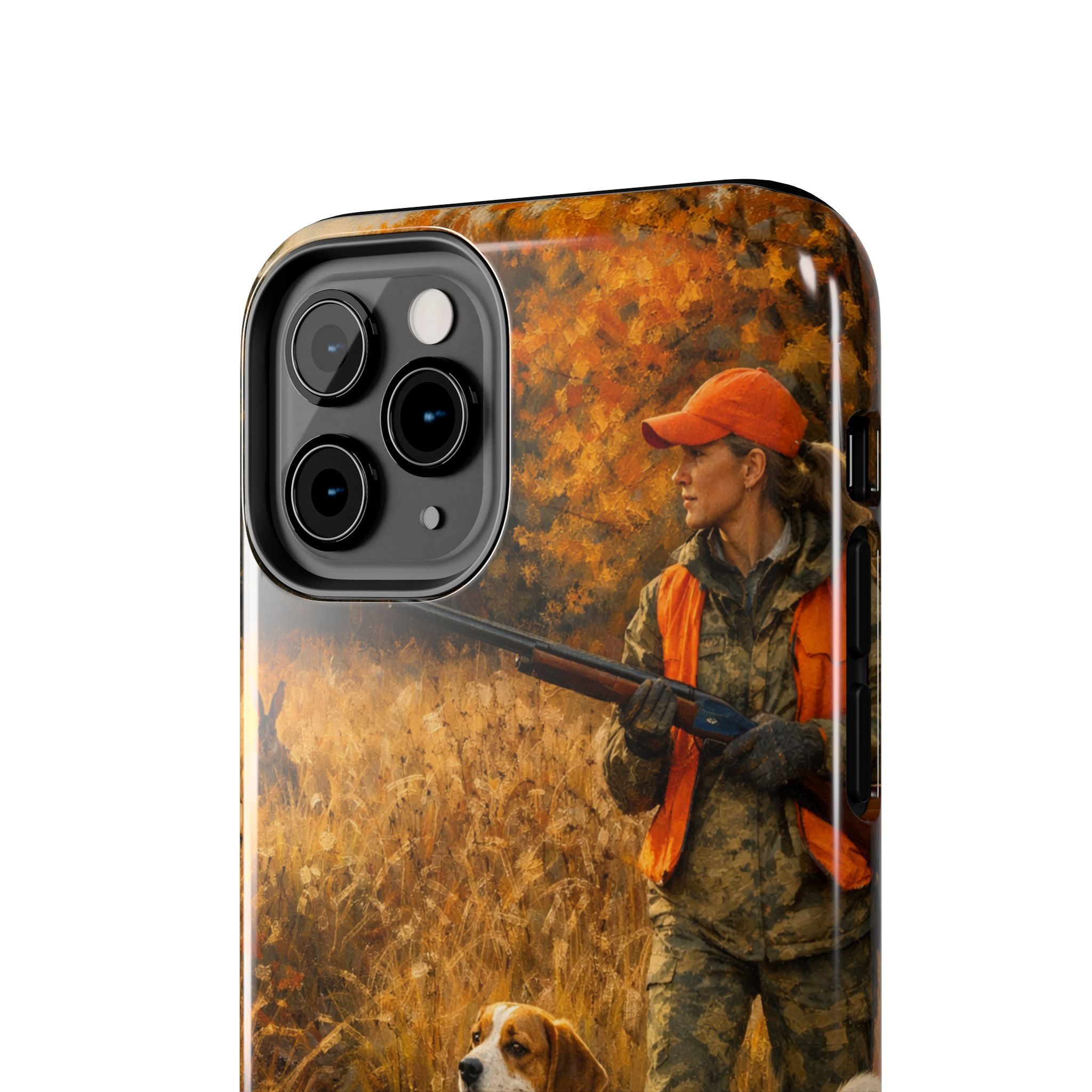 Hunting Scene Tough Phone Case — Hunter & Beagle Autumn Field Protective Cover