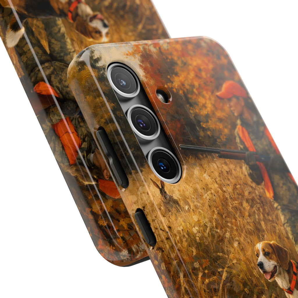 Hunting Scene Tough Phone Case — Hunter & Beagle Autumn Field Protective Cover