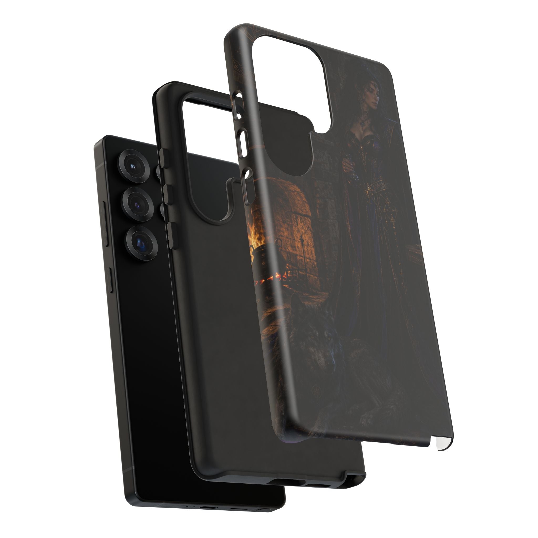 Gothic Witch Phone Case — Dark Fantasy Wolf & Fireplace Tough Case