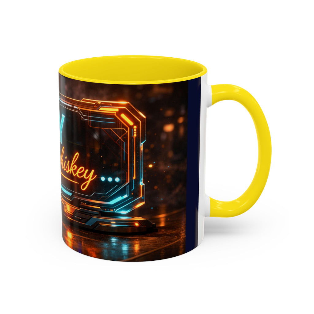 Coffee Mug — Neon Sign “May Contain Whiskey” Accent Mug (11/15 oz)