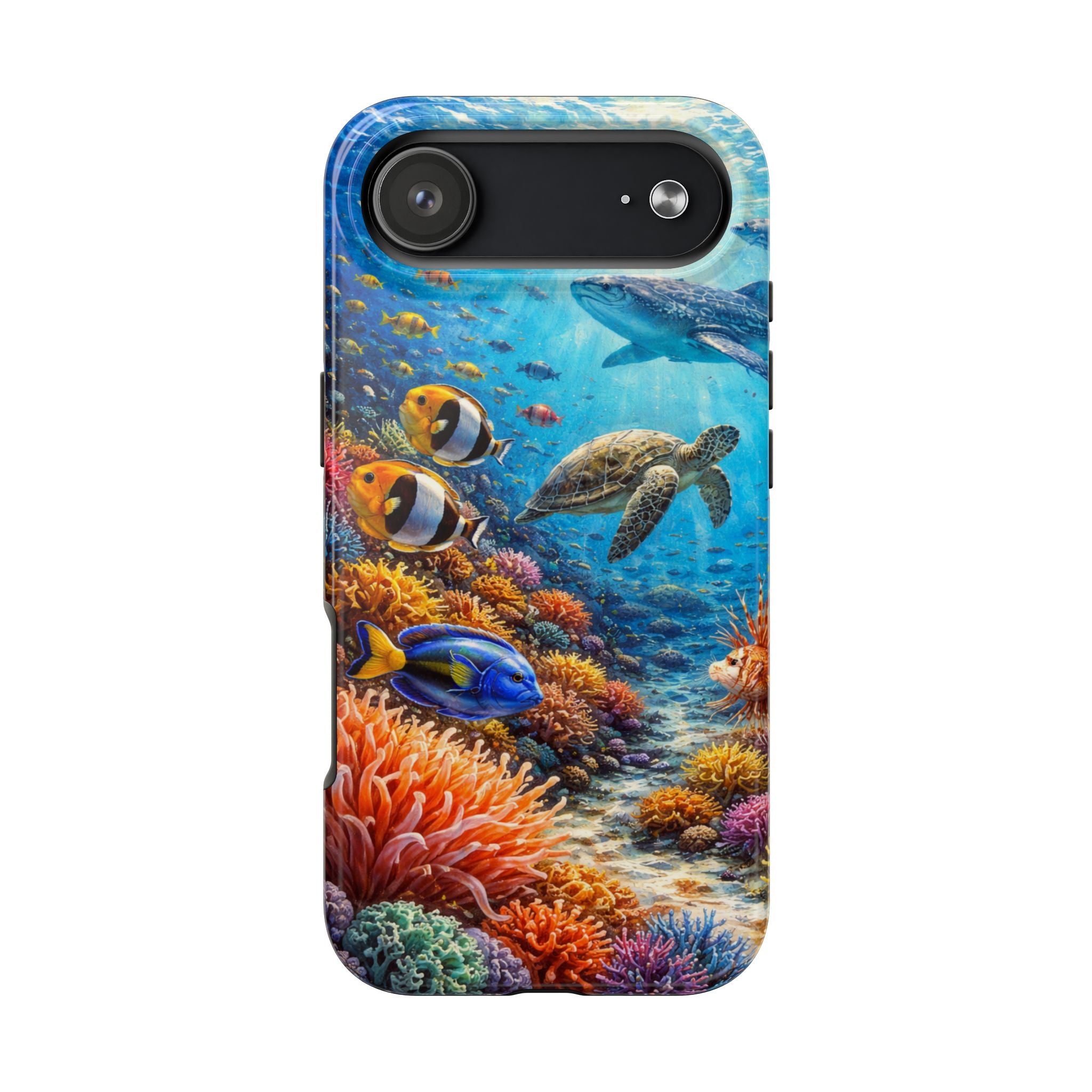 Ocean Reef Tough Phone Case — Colorful Sea Turtle & Tropical Fish Design