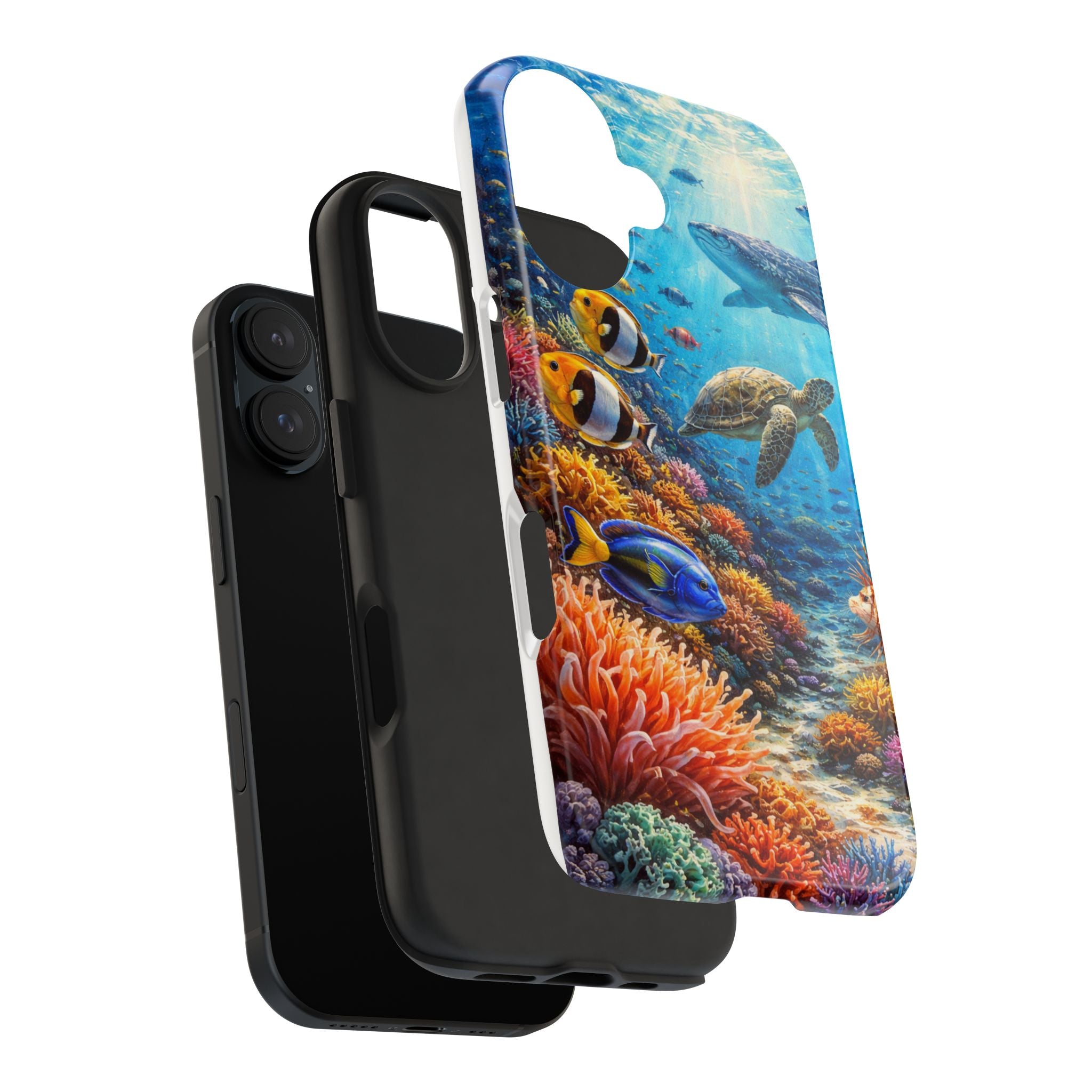 Ocean Reef Tough Phone Case — Colorful Sea Turtle & Tropical Fish Design