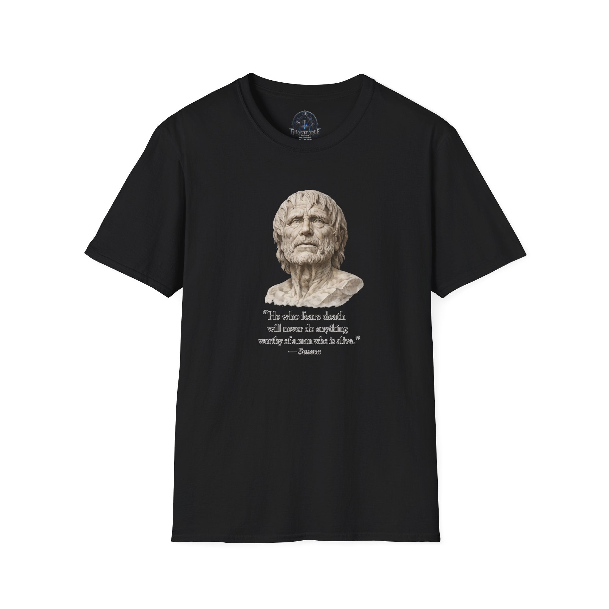 Stoic Philosopher Bust T-Shirt — Seneca Quote Tee