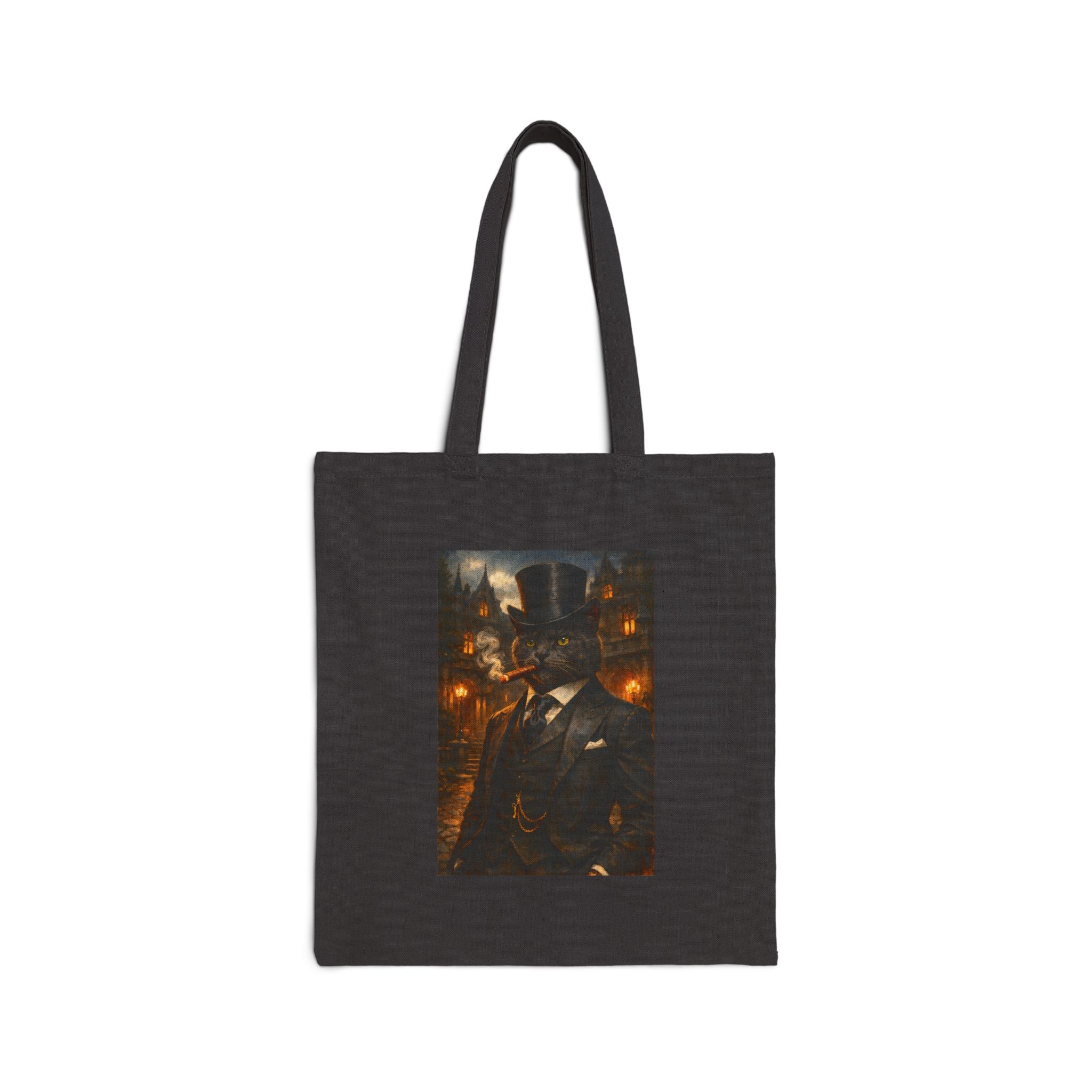 Vintage Gentleman Strange Cat Tote Bag — Steampunk/Dapper Canvas Shopper