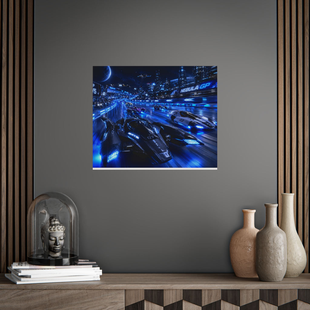 Futuristic Racing Poster — Nebula GP High-Speed Sci‑Fi Print