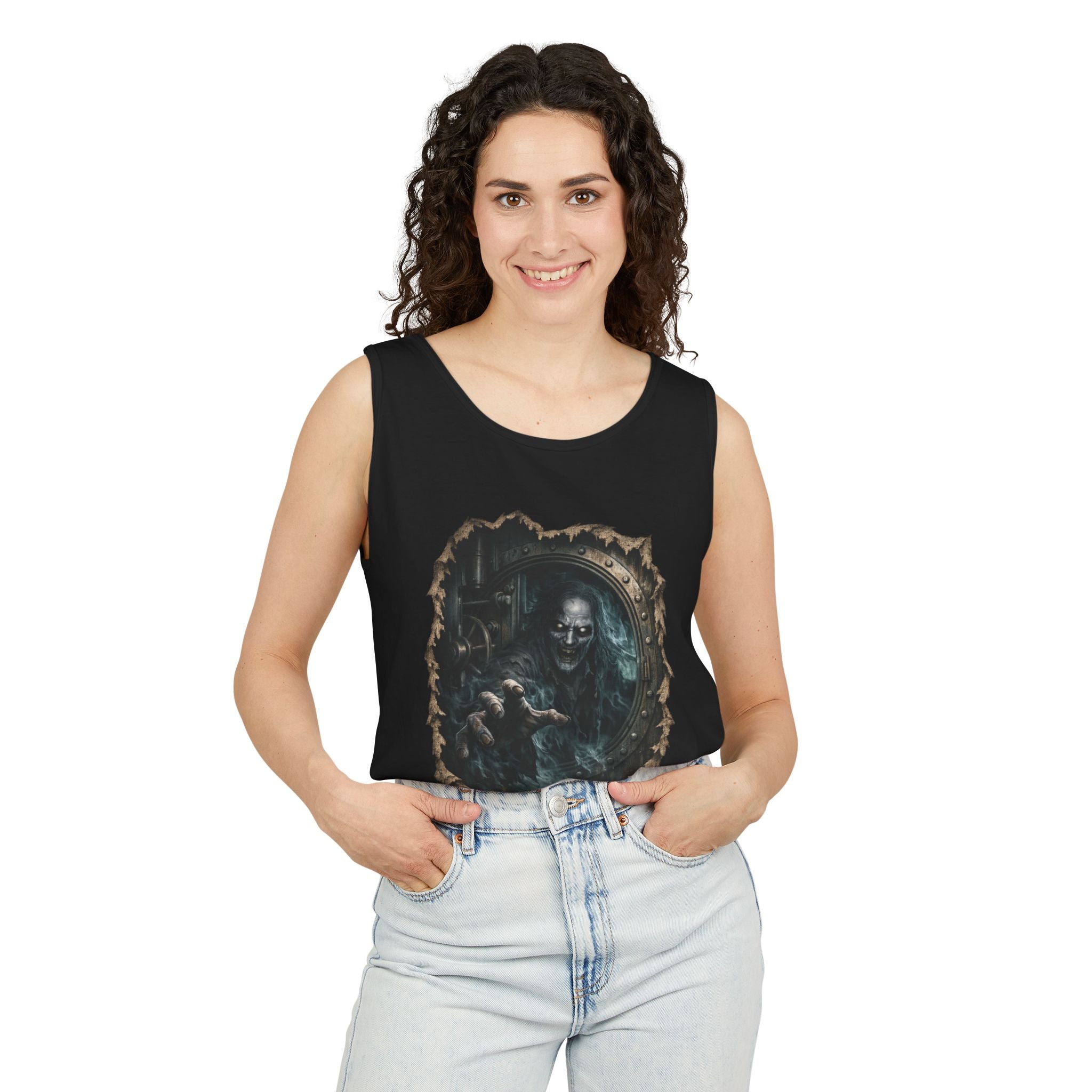 Creepy Ghost Tank Top — Haunted Vault Design Tank
