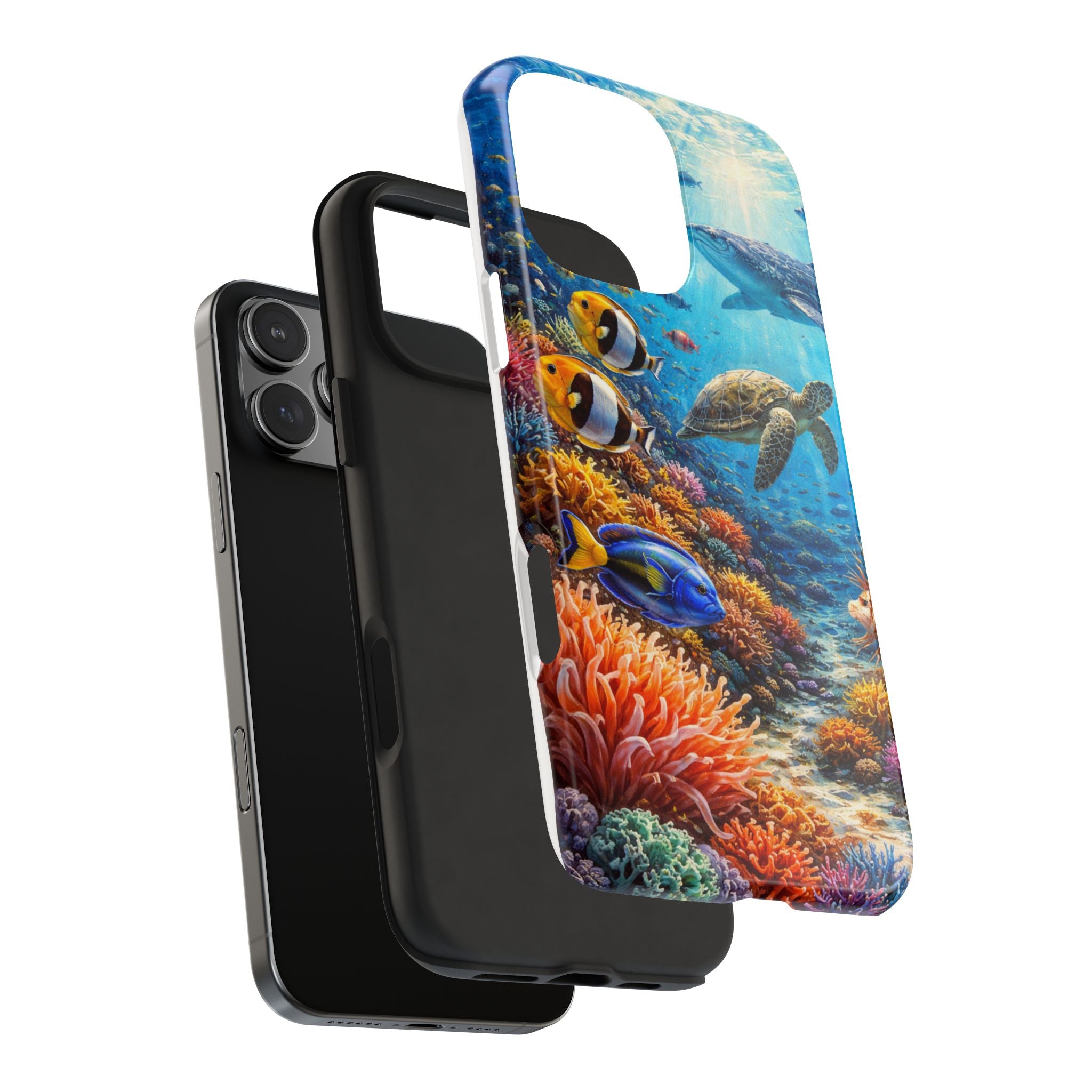 Ocean Reef Tough Phone Case — Colorful Sea Turtle & Tropical Fish Design