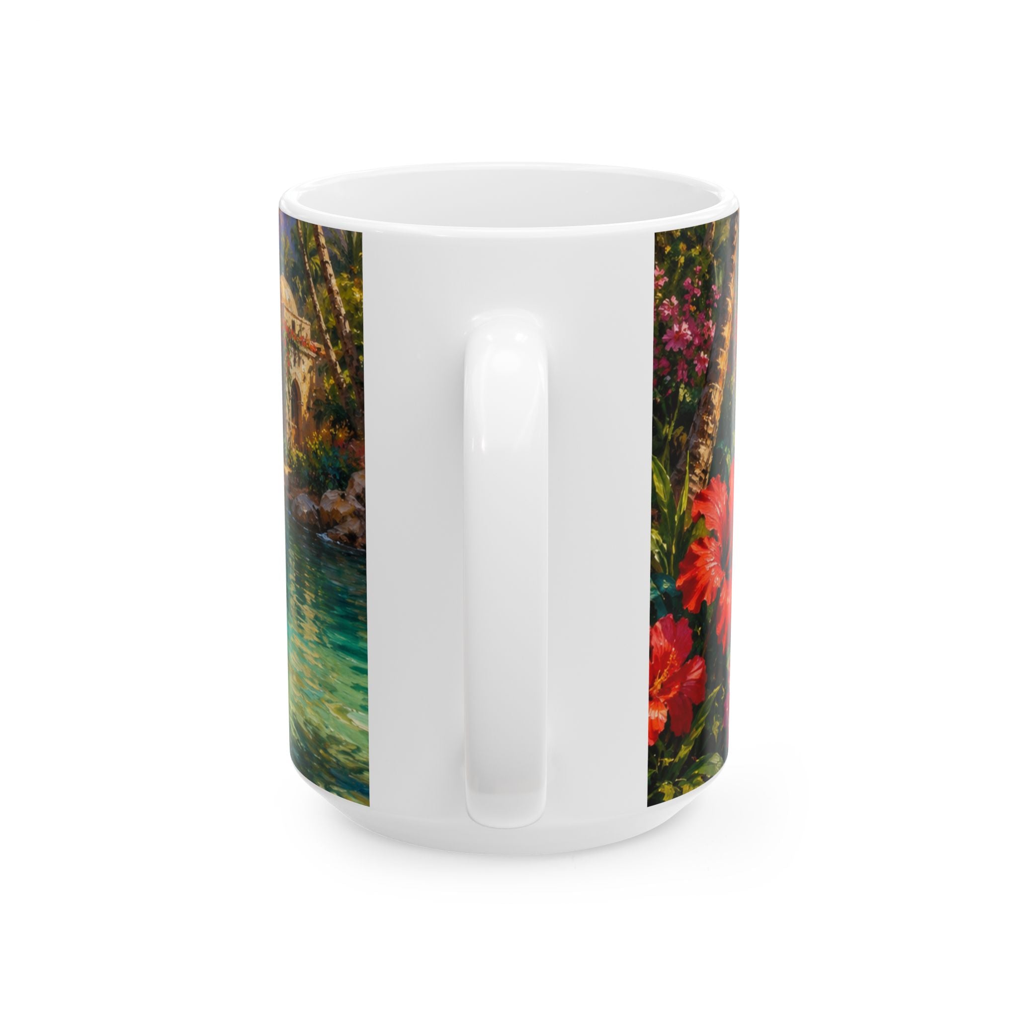 Tropical Paradise Ceramic Mug — Scenic Island Beach Sunset (11oz & 15oz)