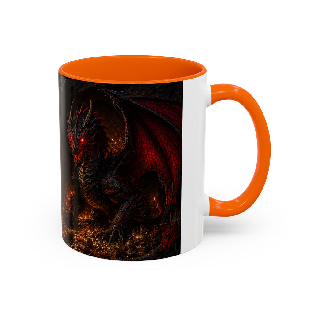 Dragon Coffee Mug — Dark Fantasy Red-Eyed Dragon Accent Mug (11/15oz)