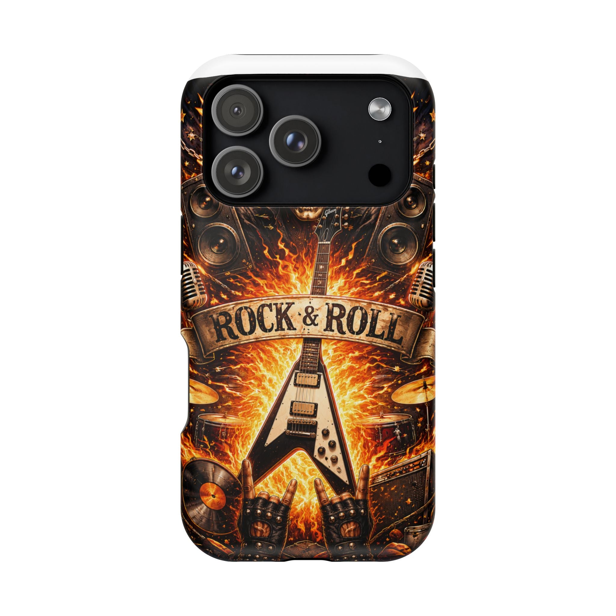 Rock & Roll Skull Guitar Phone Case — Magnetic Impact-Resistant