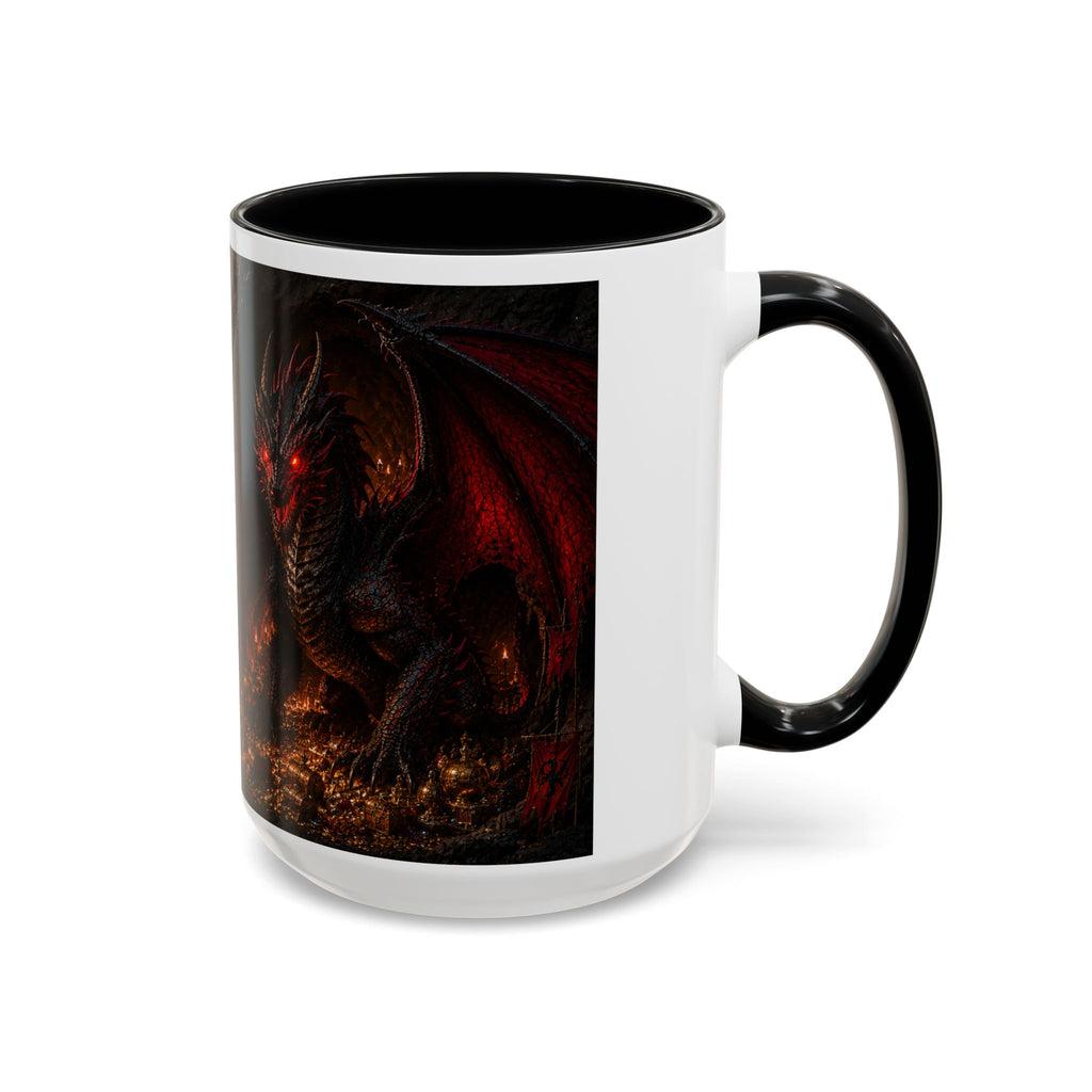 Dragon Coffee Mug — Dark Fantasy Red-Eyed Dragon Accent Mug (11/15oz)