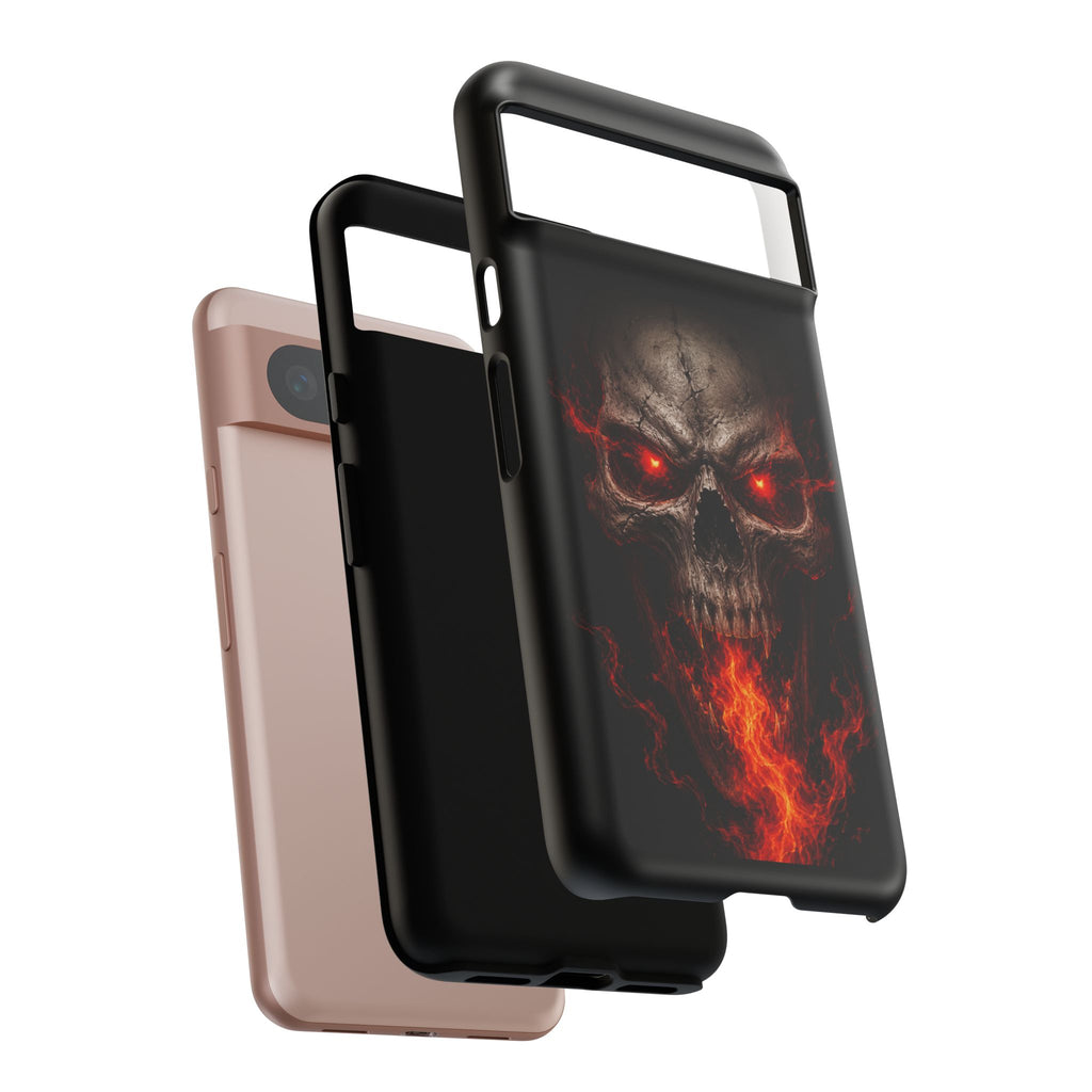 Flaming Skull Tough Case — Heavy-Duty Phone Case with Red-Eye Skull Design