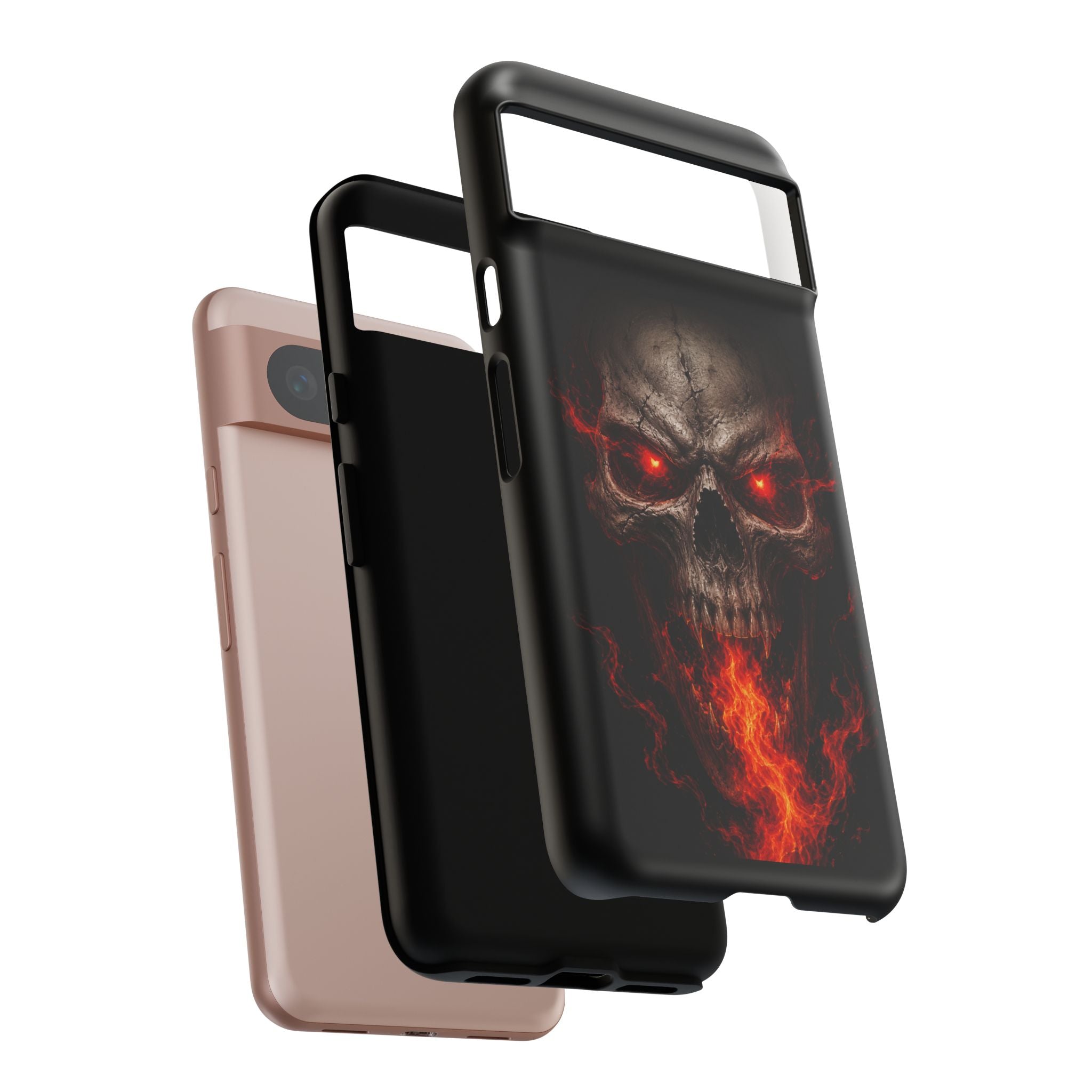 Flaming Skull Tough Case — Heavy-Duty Phone Case with Red-Eye Skull Design